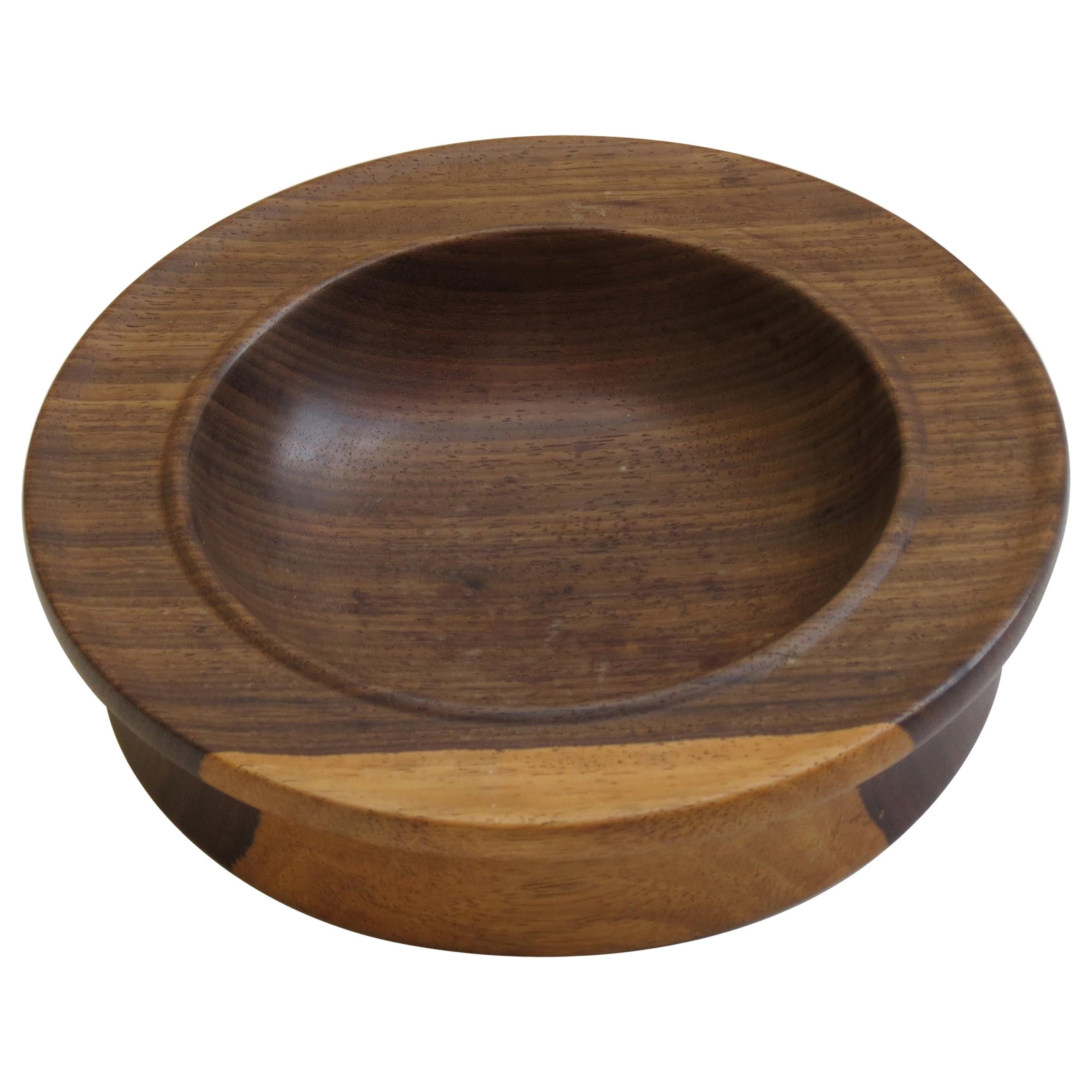 1970s Solid Midcentury Padouk Large Wooden Fruit Bowl Hand Turned