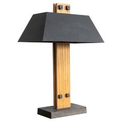 1970s Solid Oak Lamp