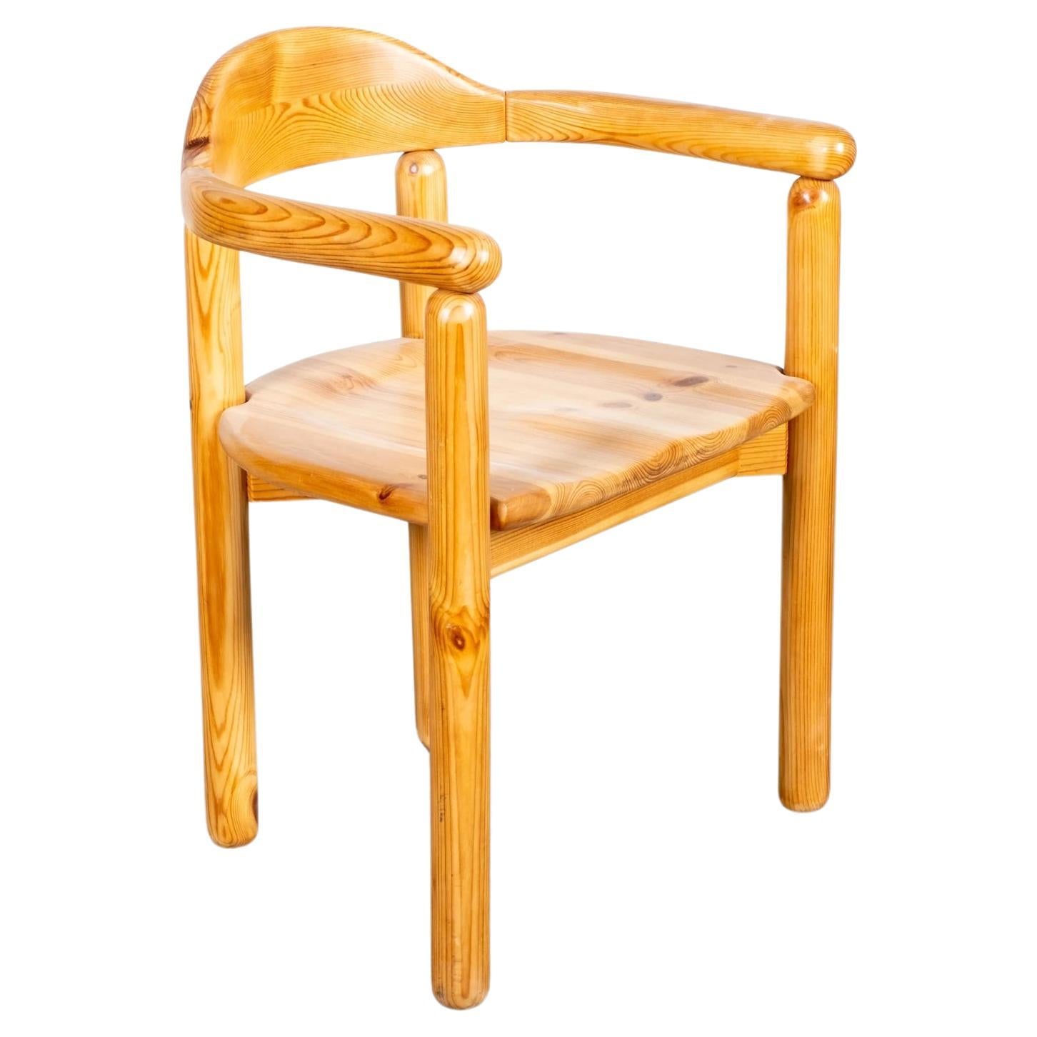 1970s Solid Pine Armchair by Rainer Daumiller For Sale