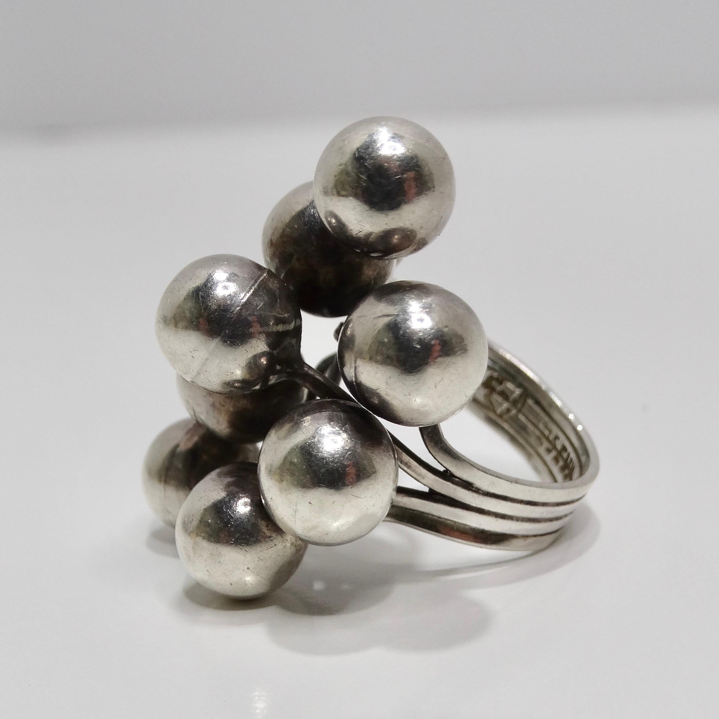 1970s Solid Silver Cocktail Ring For Sale 1