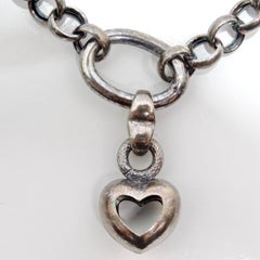 1970s Solid Silver Heart Charm Bracelet