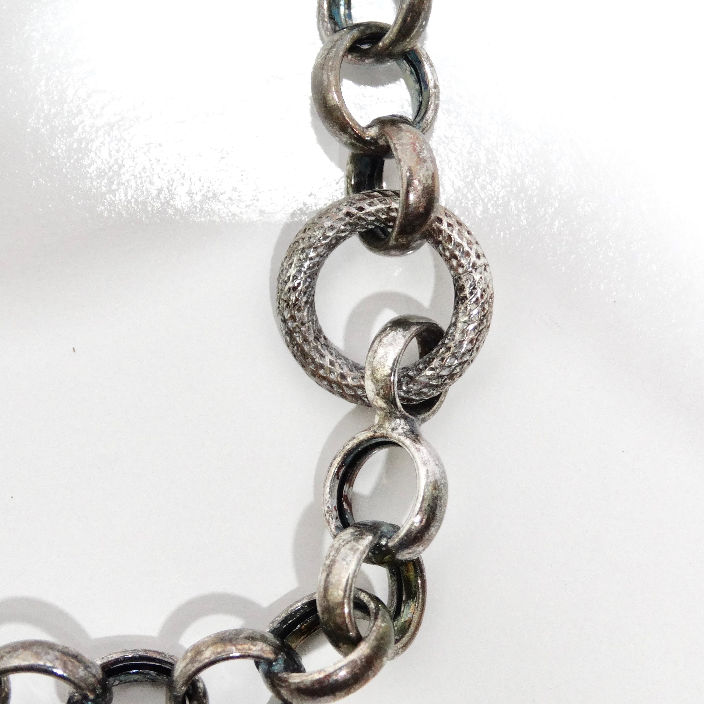 1970s Solid Silver Heart Charm Bracelet For Sale 2