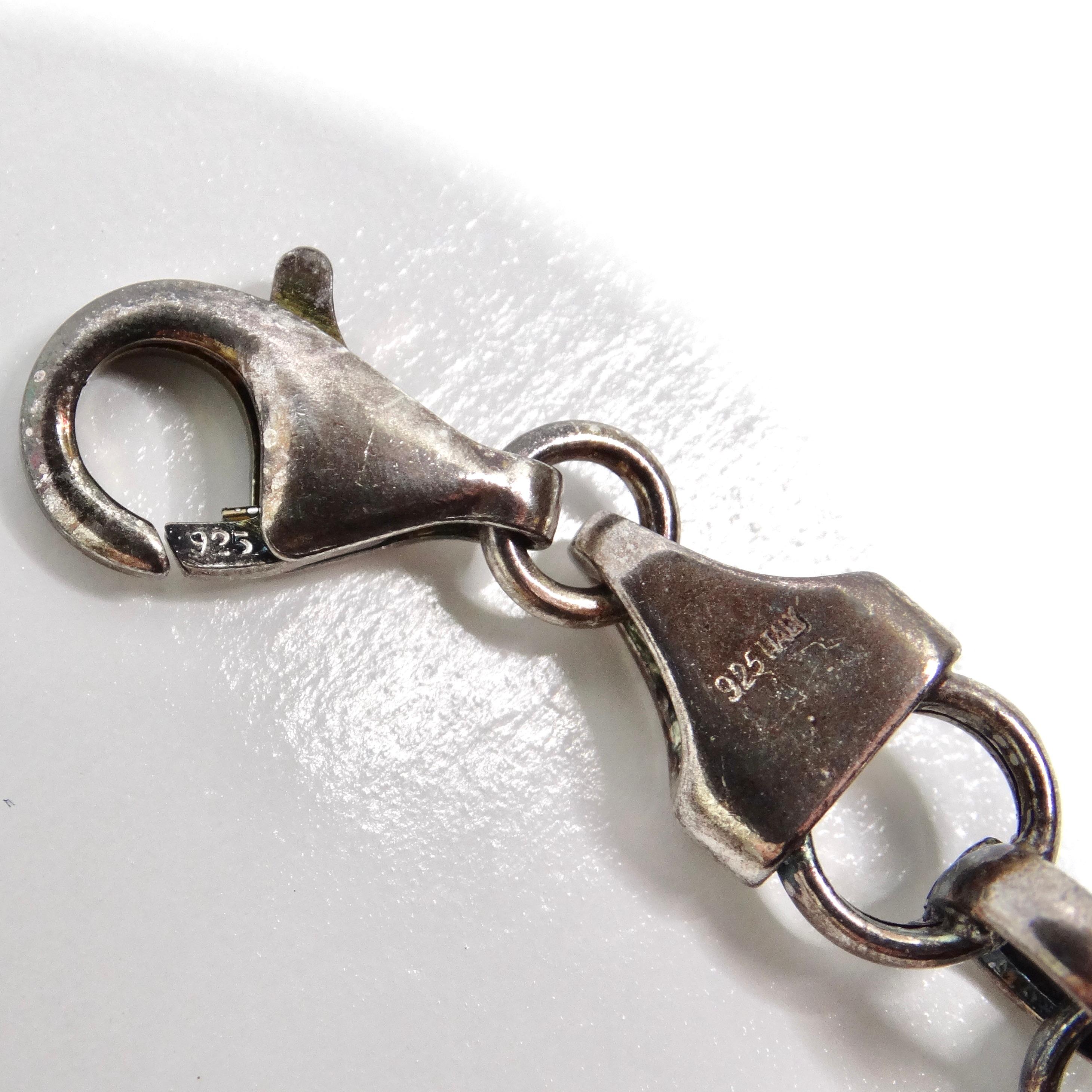 1970s Solid Silver Heart Charm Bracelet For Sale 5