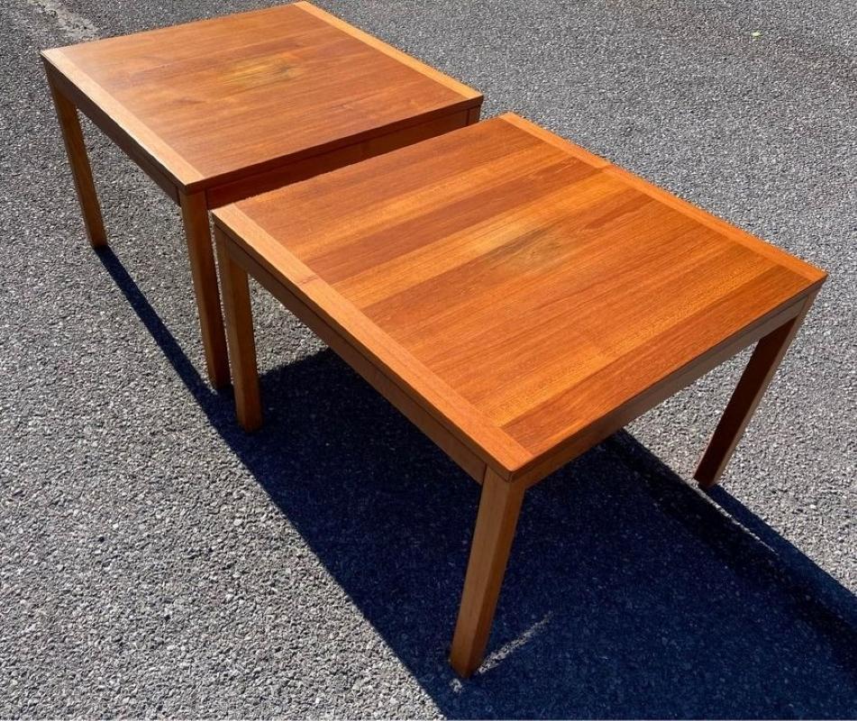 Mid-Century Modern 1970s Solid Teak Danish Modern End Tables by Vejle Stole Mobelfabrik, a Pair For Sale