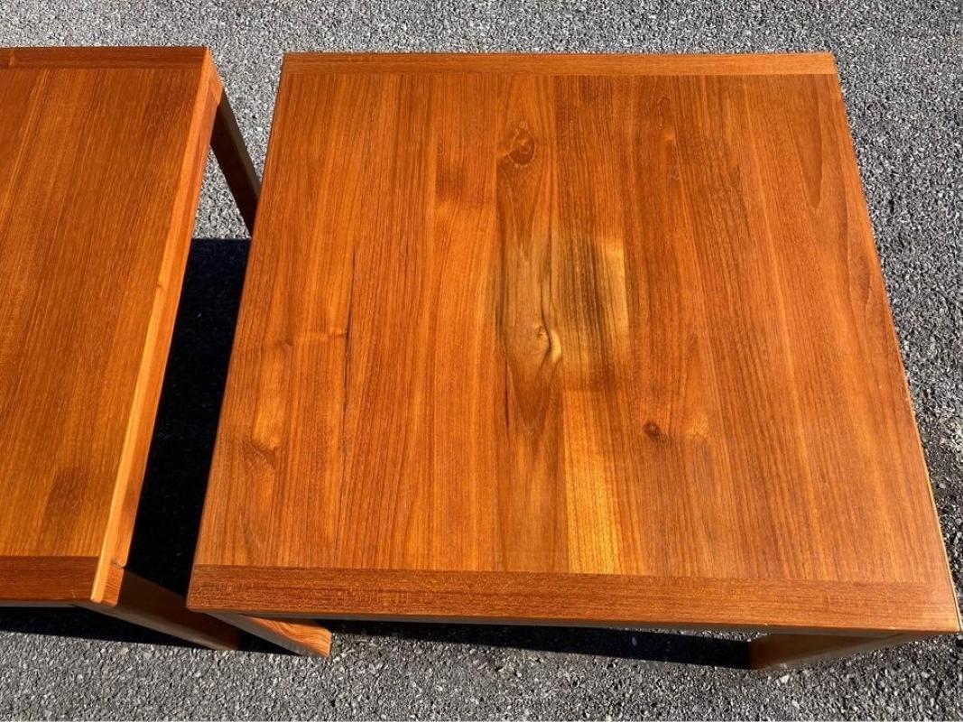 Woodwork 1970s Solid Teak Danish Modern End Tables by Vejle Stole Mobelfabrik, a Pair For Sale