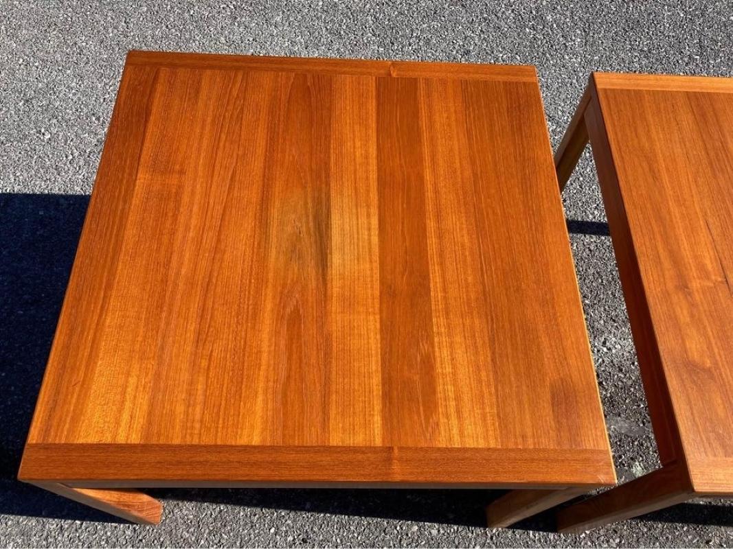 1970s Solid Teak Danish Modern End Tables by Vejle Stole Mobelfabrik, a Pair In Good Condition For Sale In Germantown, MD