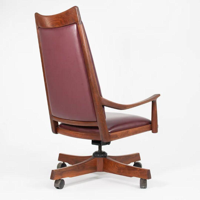 Leather 1970s Solid Walnut Desk Chair by John Nyquist made in California For Sale