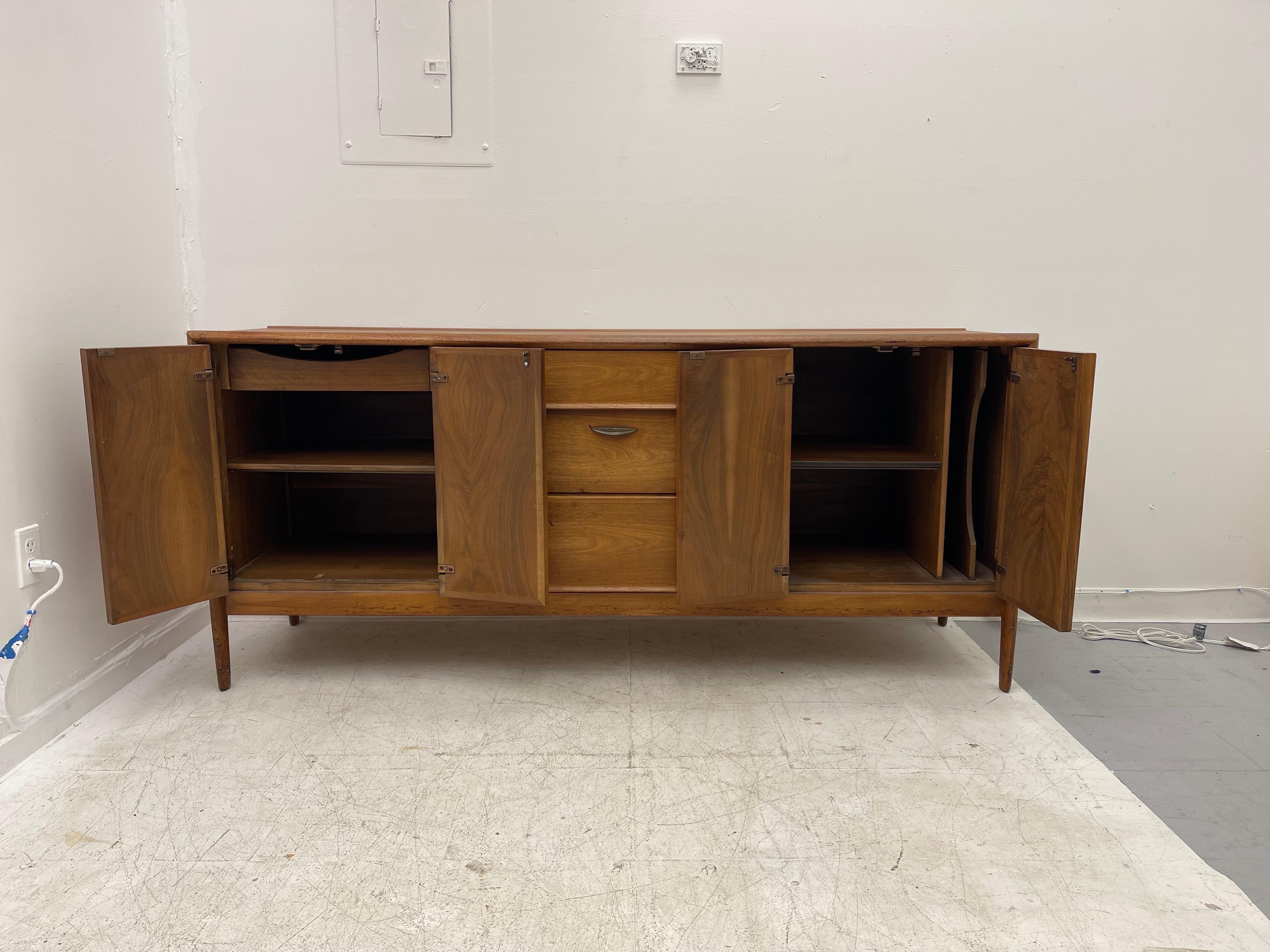 Late 20th Century 1970s Solid Walnut Mid Century Modern Credenza by Drexel