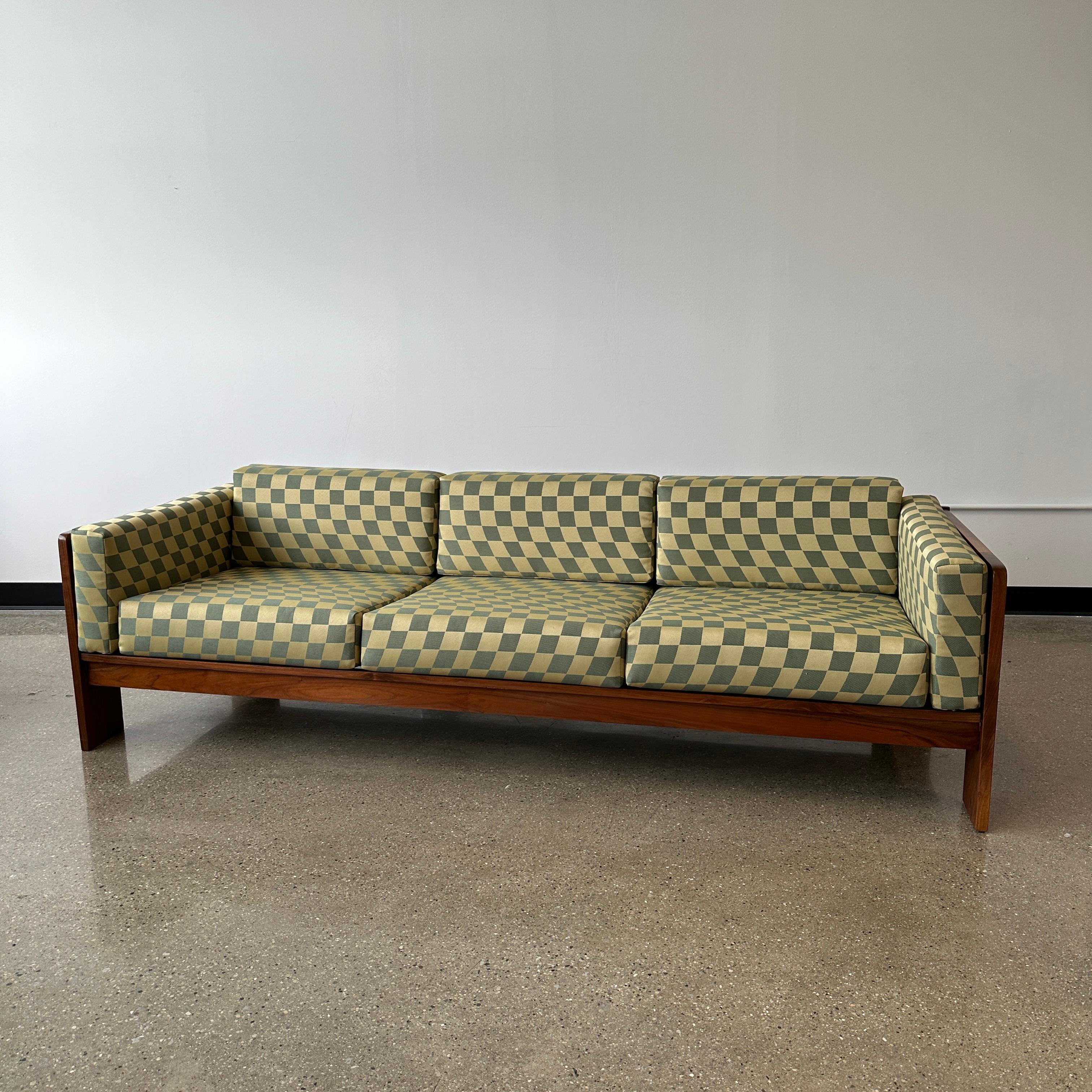 Mid-Century Modern 1970s Solid Walnut Sofa For Sale