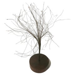 1970's Solid Walnut with Copper Painted Tips Abstract Spray Kinetic Sculpture