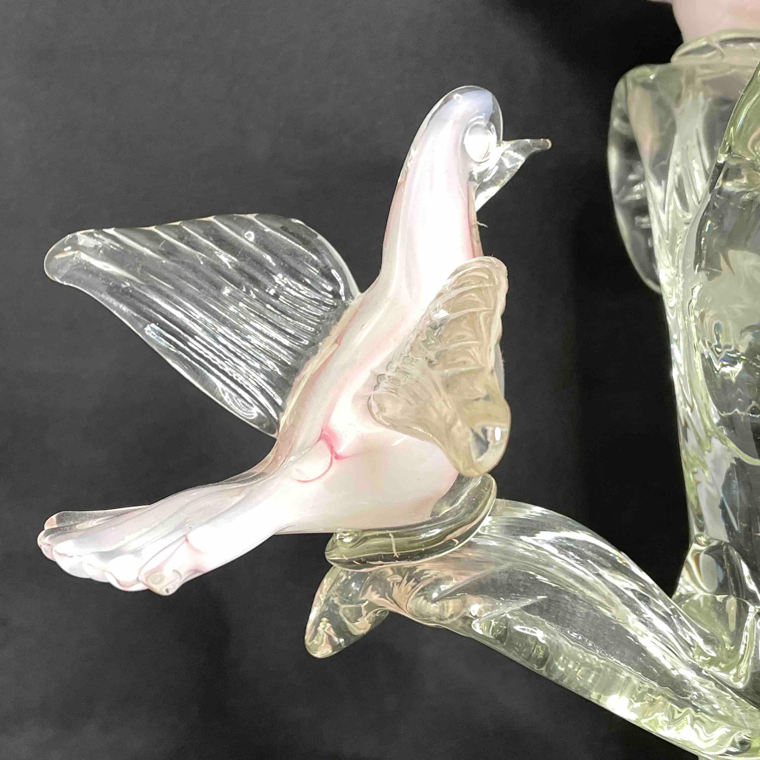 1970's Sommerso Murano Glass, Birds, Doves on a Tree, Sculpture For Sale 6