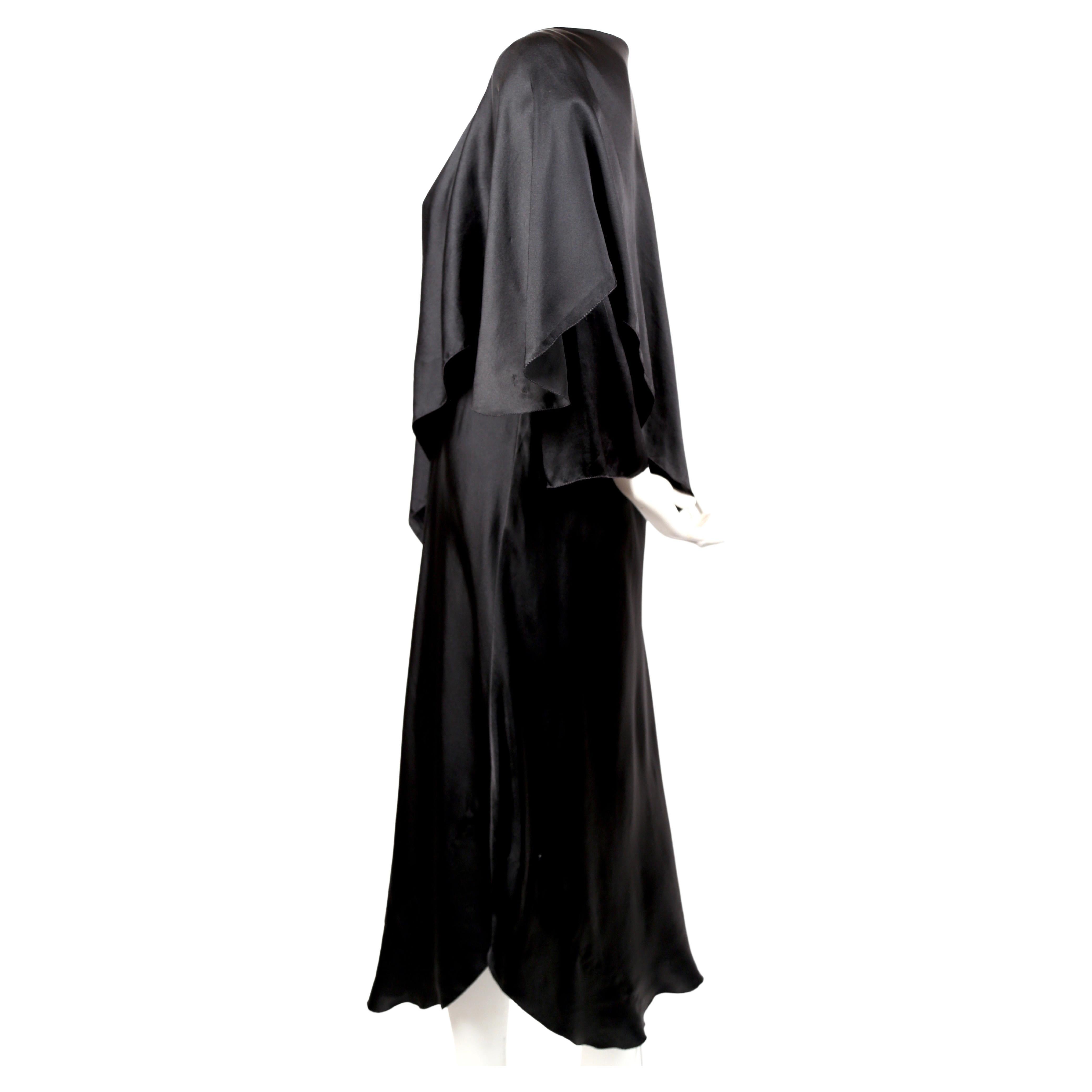 1970's SONIA RYKIEL black bias-cut layered silk dress In Good Condition For Sale In San Fransisco, CA