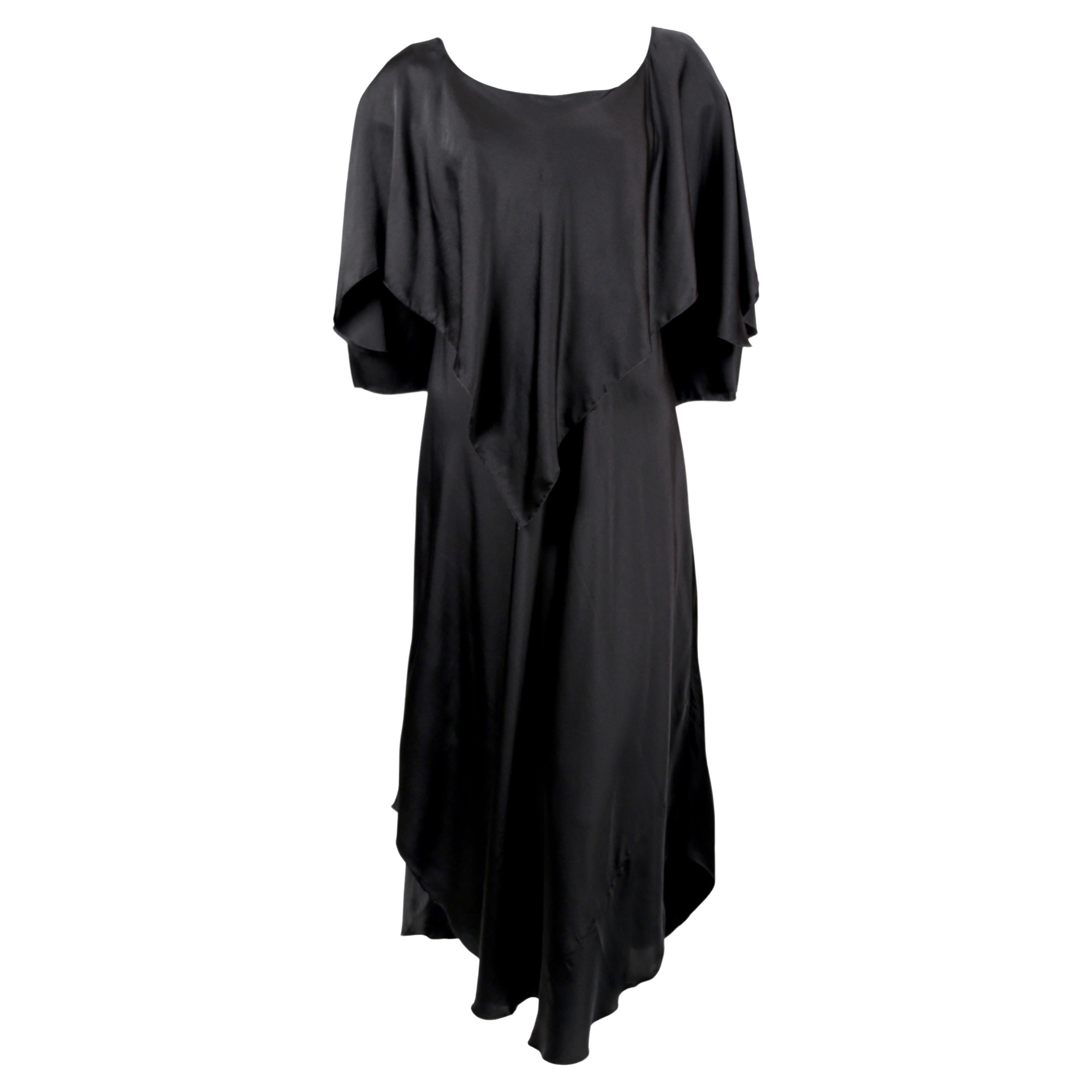 1970's SONIA RYKIEL black bias-cut layered silk dress For Sale