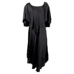 1970's SONIA RYKIEL black bias-cut layered silk dress