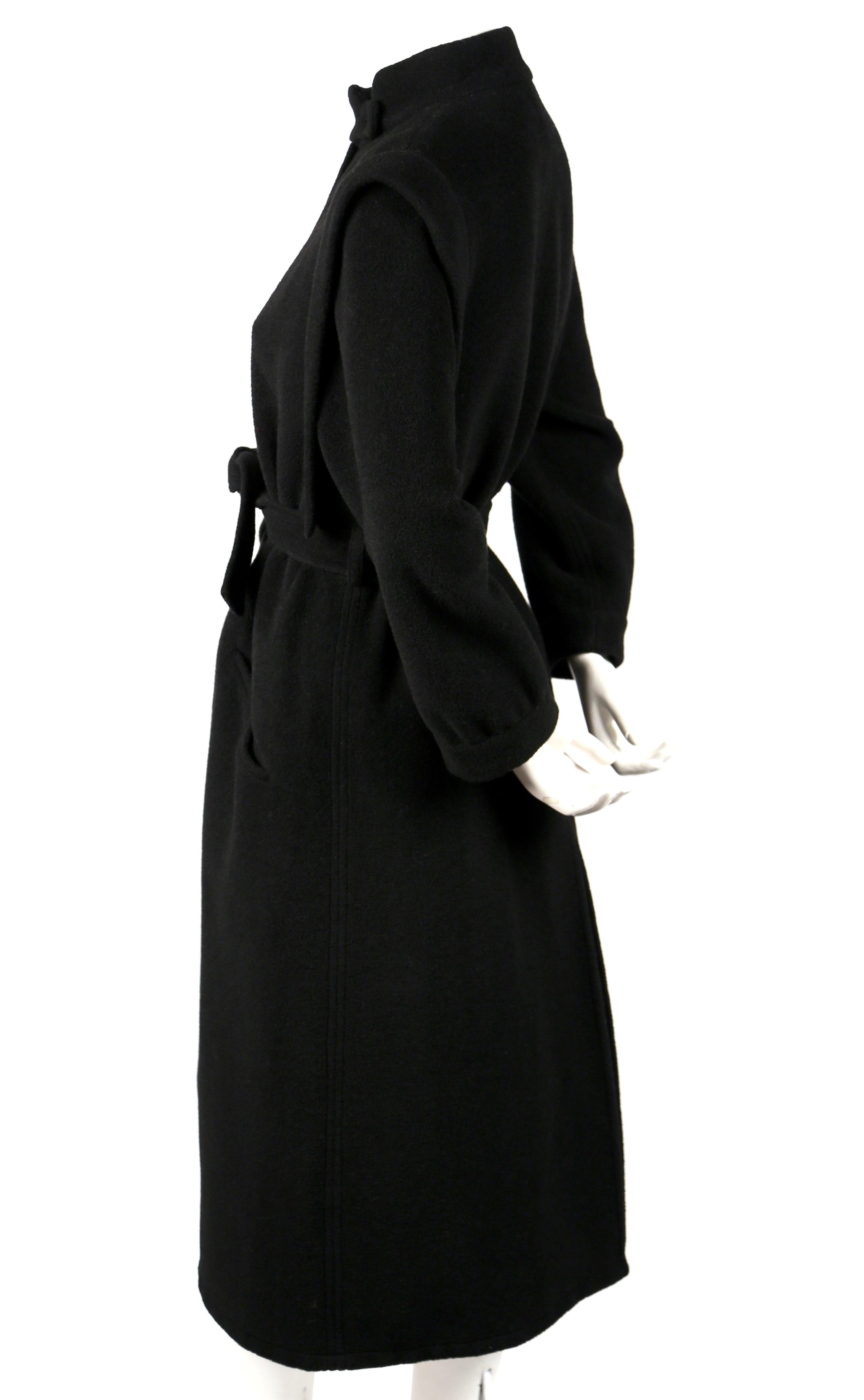1970s Sonia Rykiel black wool coat with structured shoulders and metal buttons In Good Condition For Sale In San Fransisco, CA