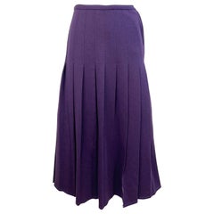 1970er Sonia Rykiel Lila Aubergine Vintage 70er Jahre plissierter Midirock aus Wolle