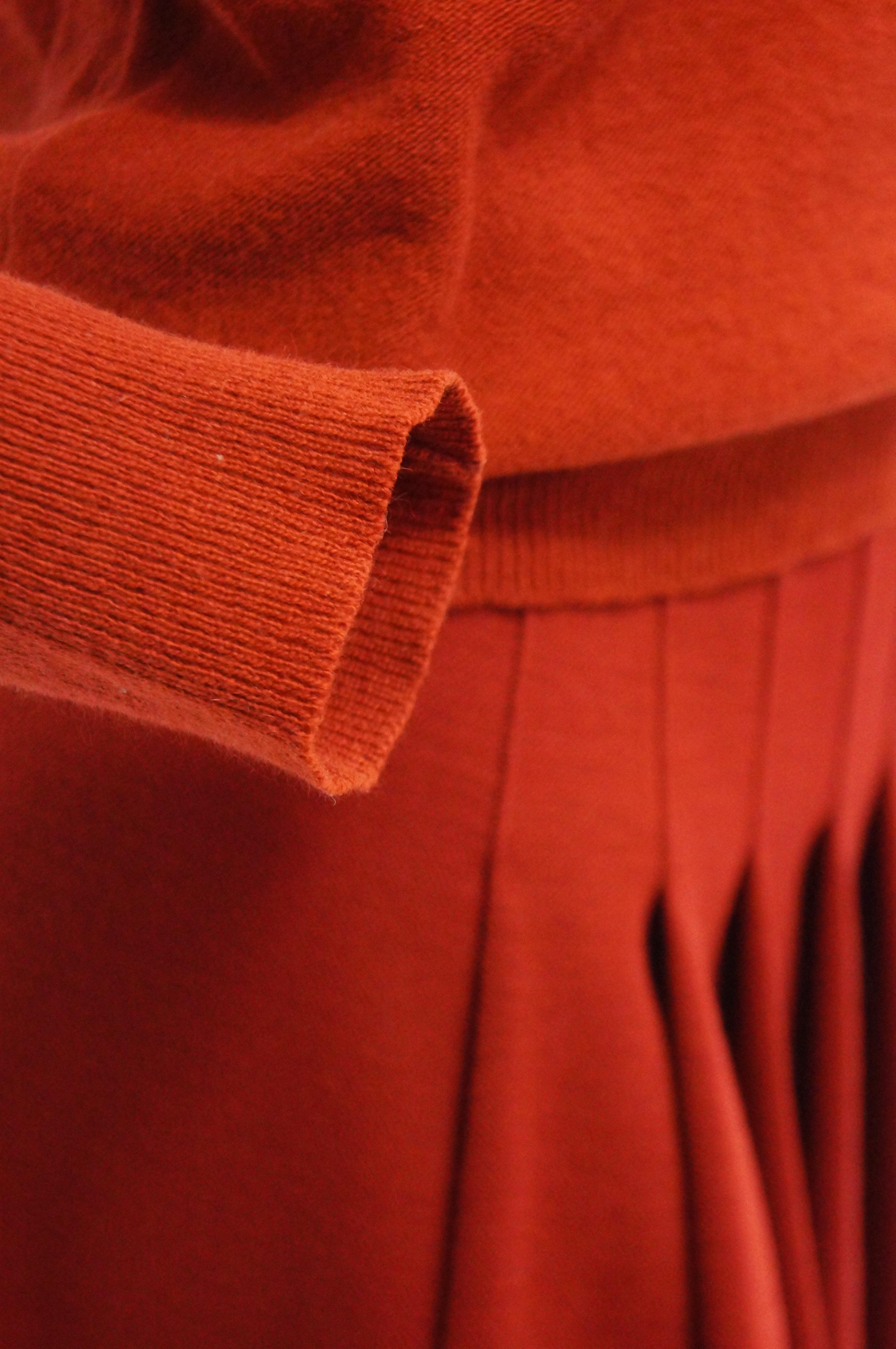 1970s Sonia Rykiel Red Wool Skirt and Sweater Set 4