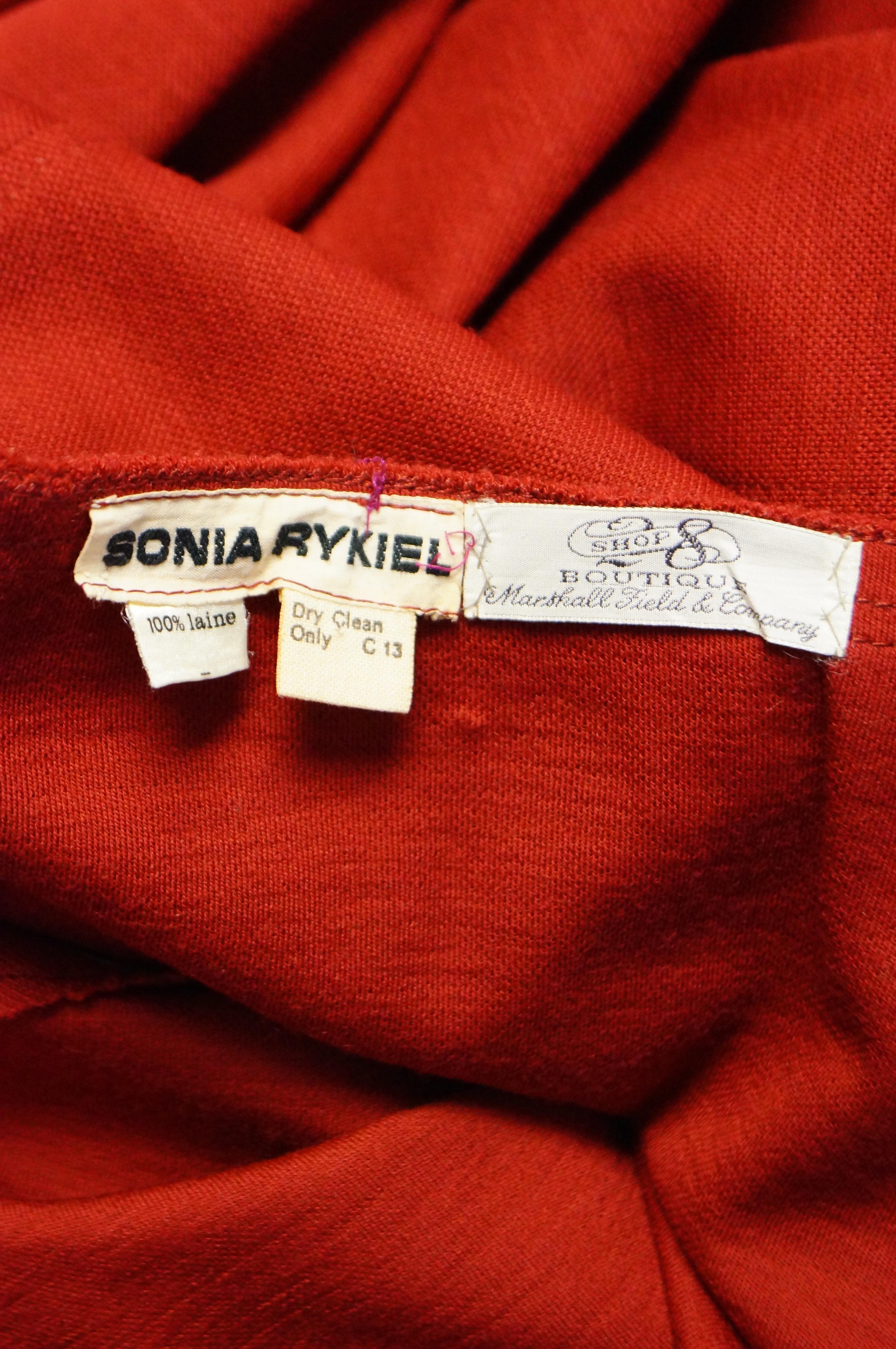 1970s Sonia Rykiel Red Wool Skirt and Sweater Set 5