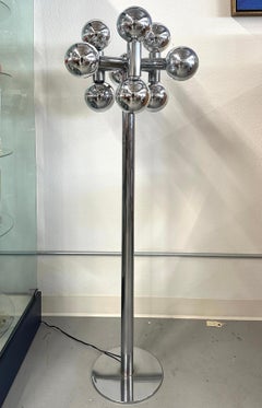 1970’s Sonneman Chrome Mirrored Globe Floor Lamp