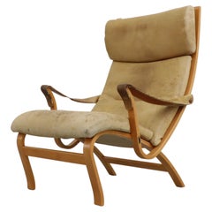 1970s Sören Nissen & Ebbe Gehl "Clipper" Easy Chair in Leather & Light Bentwood