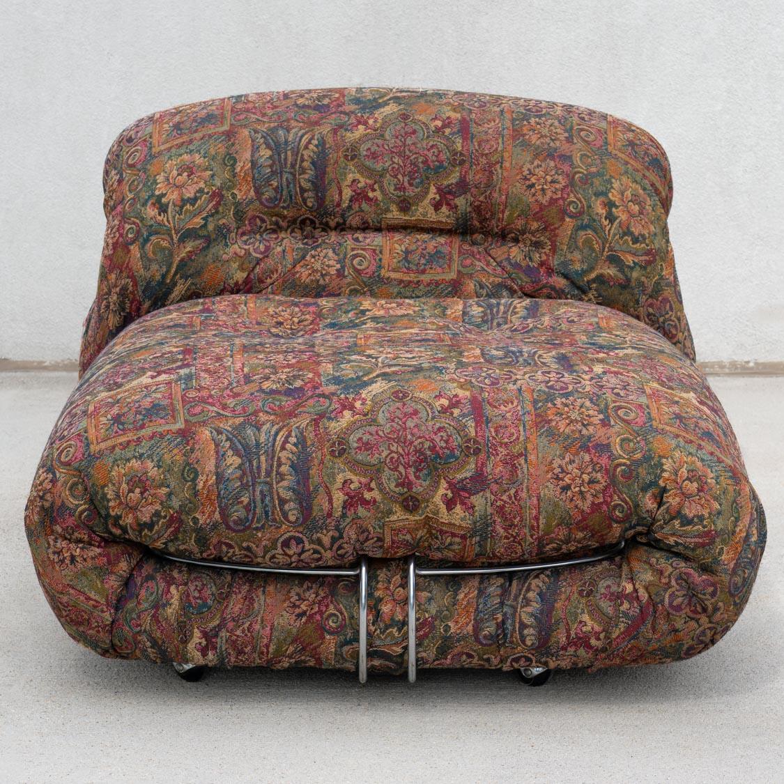 Italian 1970s Soriana Chaise by Afra & Tobia Scarpa for Cassina, Paisley, mid century