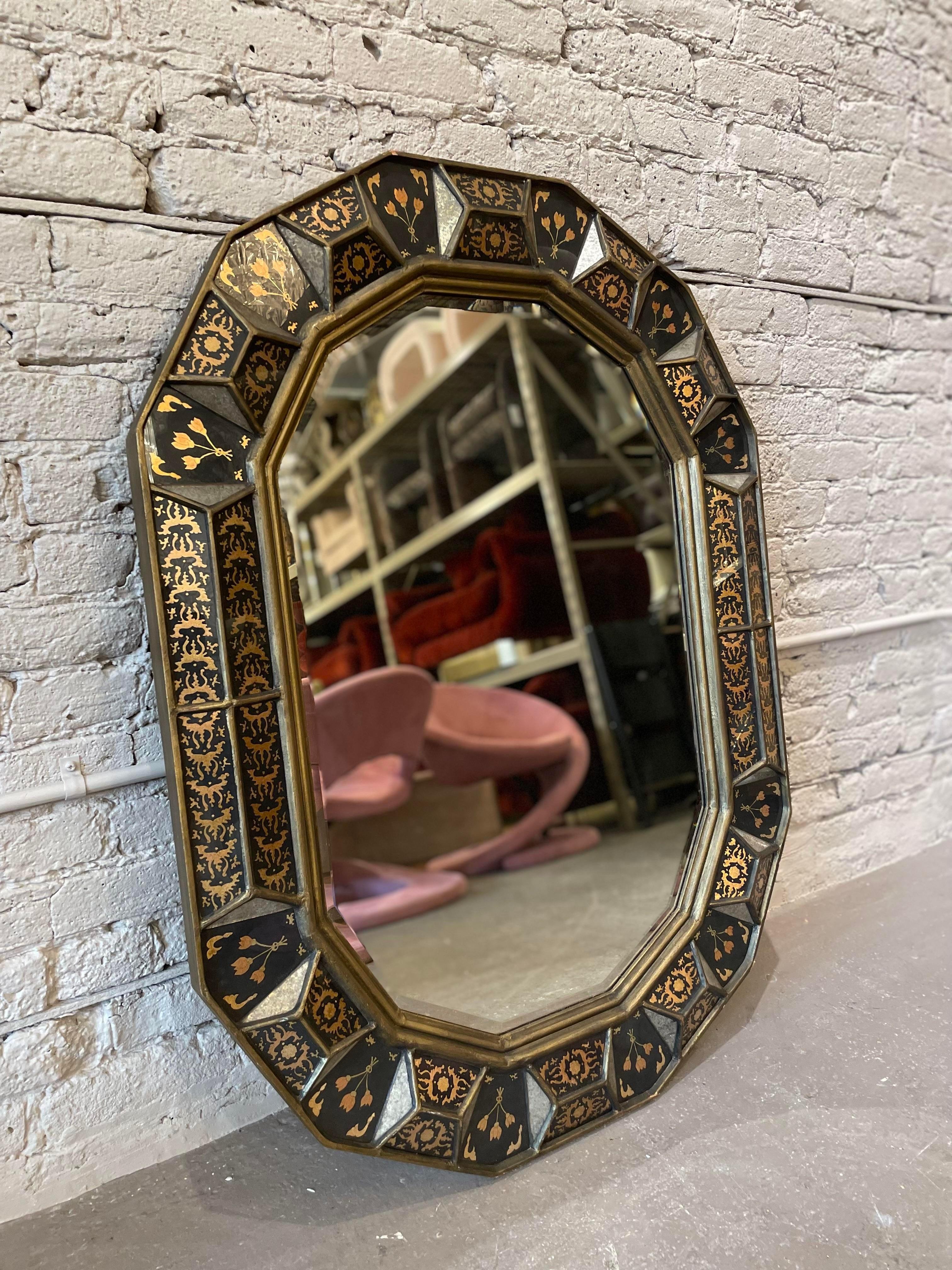 1970s South Cone Collection by Baker Furniture Giltwood and Eglomise Mirror 4