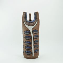 1970s Southern California Design Studio Pottery Vase Brent Bennett Leaf Motif