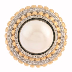 1970's SouthSea Pearl and Diamond Ring signed Van Cleef & Arpels 18k