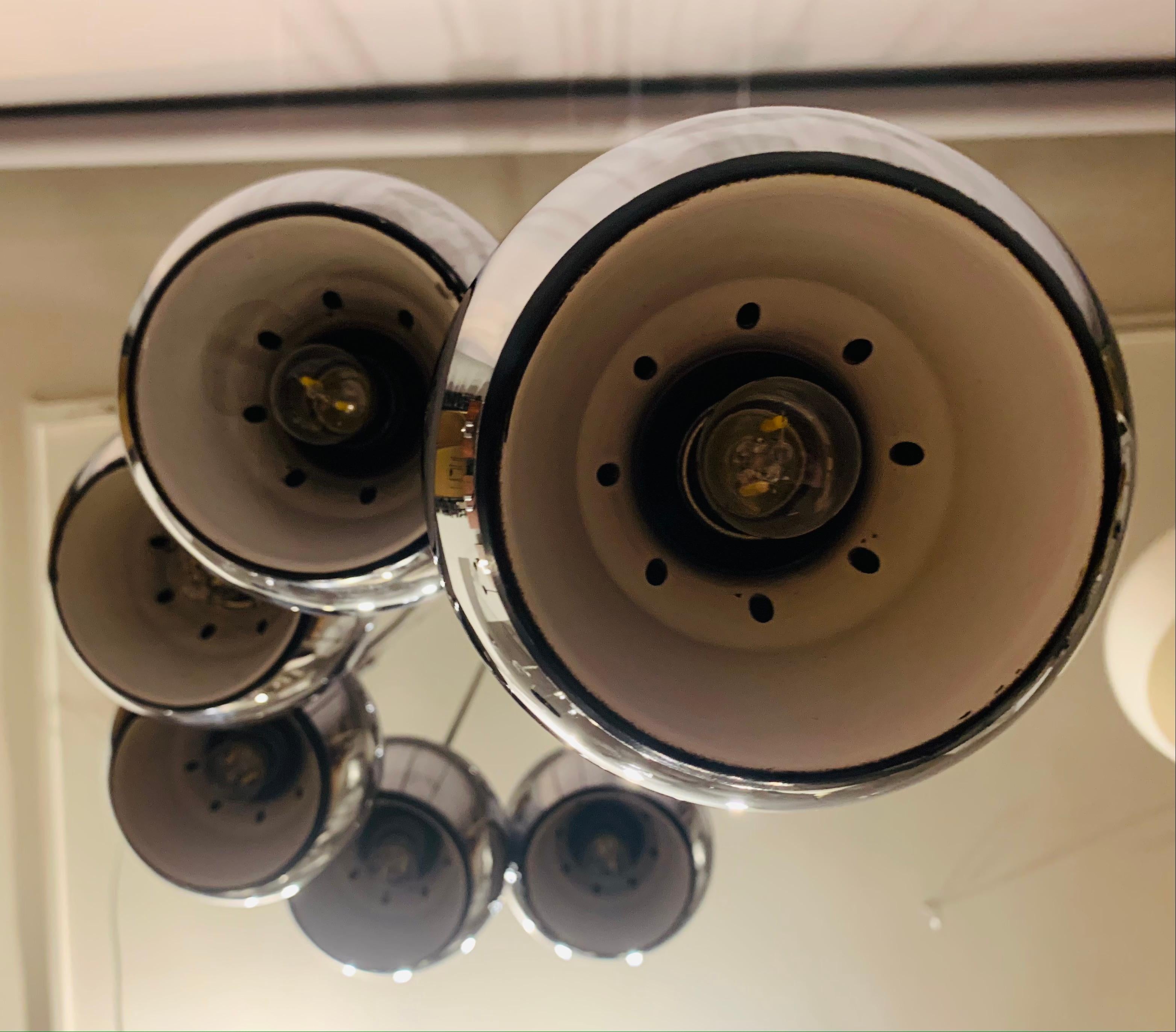 1970s Space Age 8 Chrome Cascading Globe with Black Wire Hanging Ceiling Light 11
