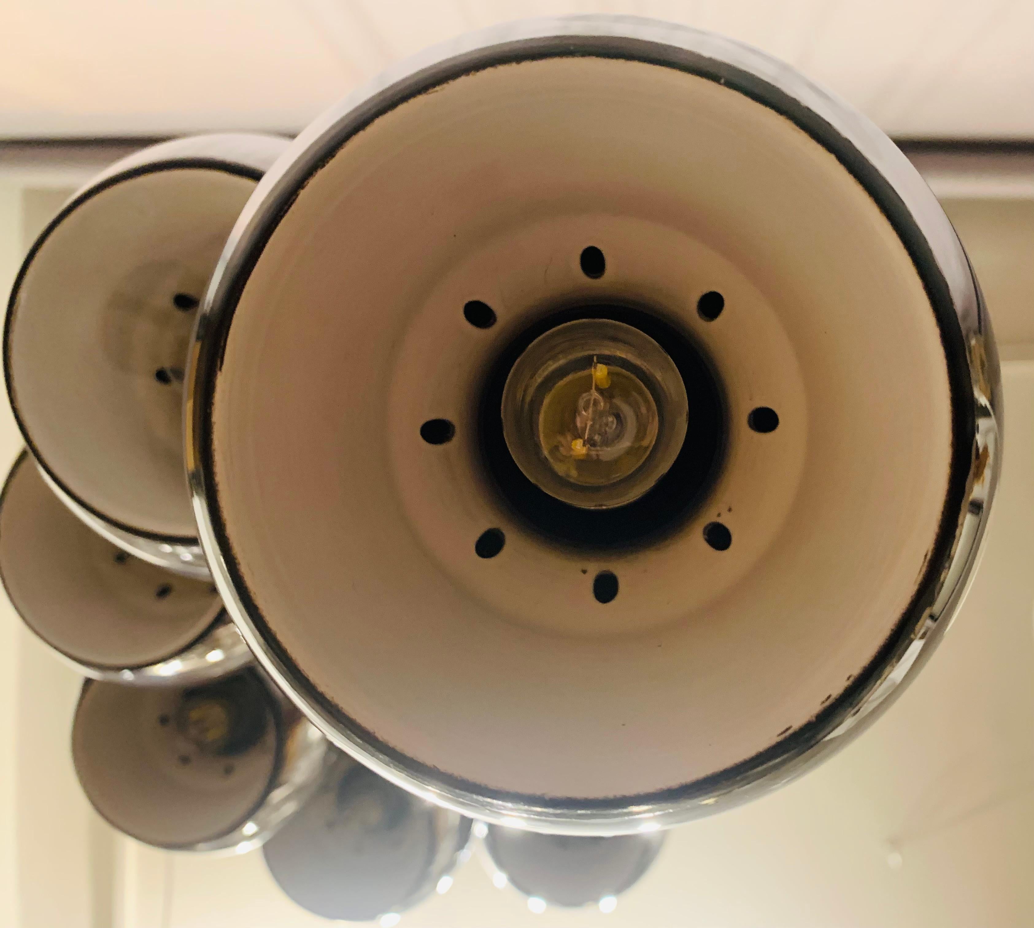 1970s Space Age 8 Chrome Cascading Globe with Black Wire Hanging Ceiling Light 12