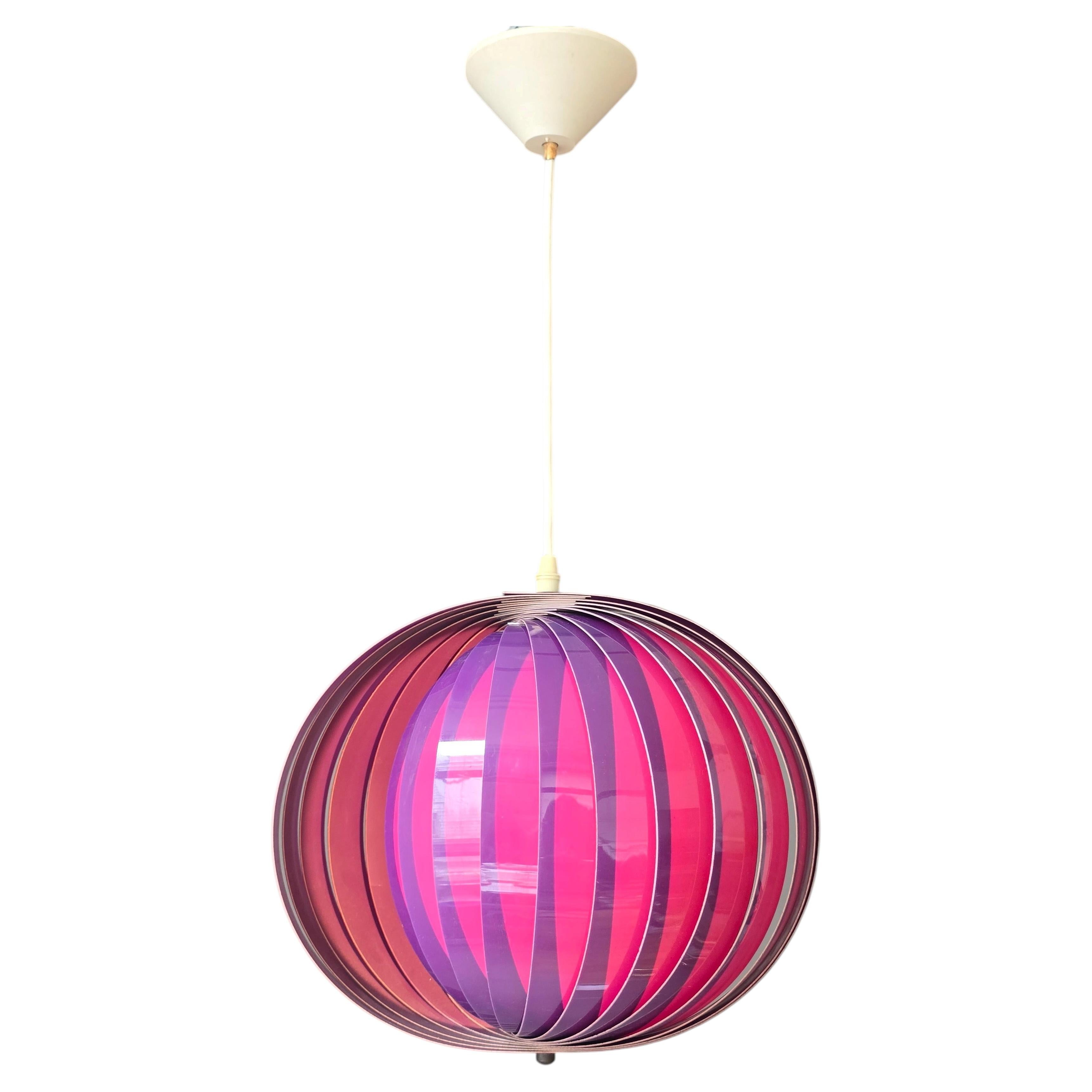 Acryl-Hängeleuchte im Space-Age-Stil der 1970er Jahre in Lila und Magenta