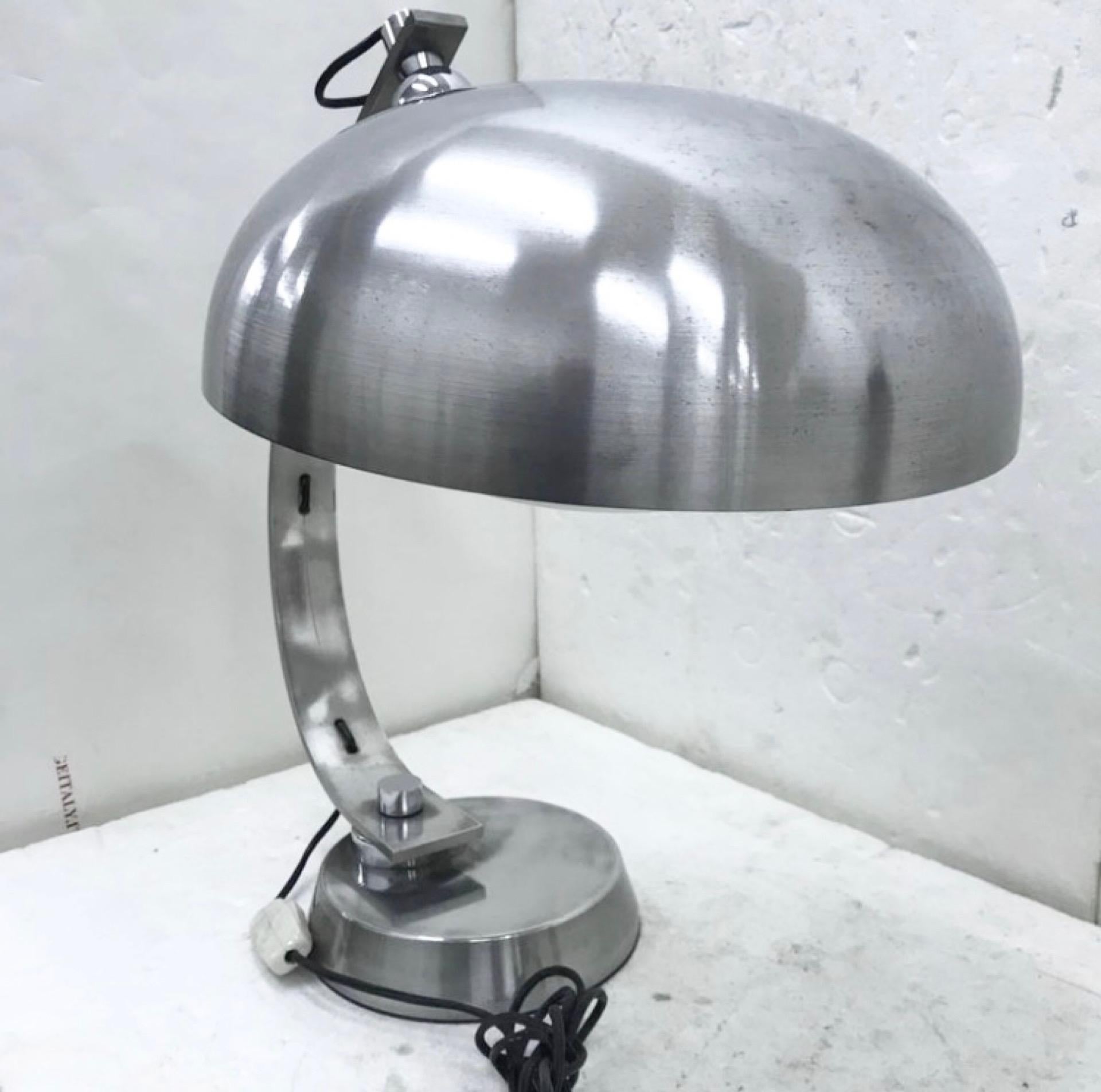 Aluminum 1970s Space Age Aluminium Table Lamp Attributed to Arredoluce For Sale