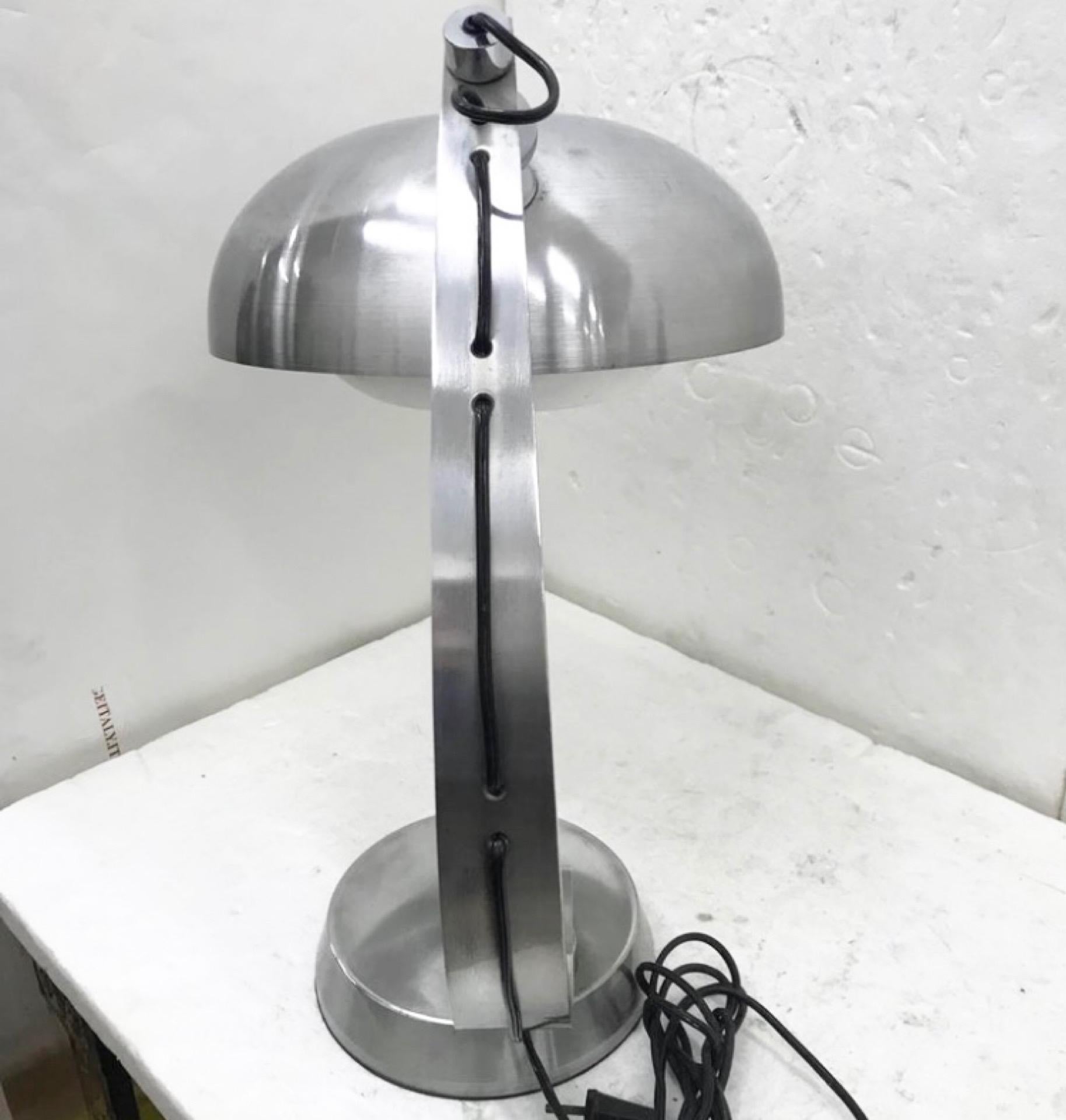 1970s Space Age Aluminium Table Lamp Attributed to Arredoluce For Sale 1