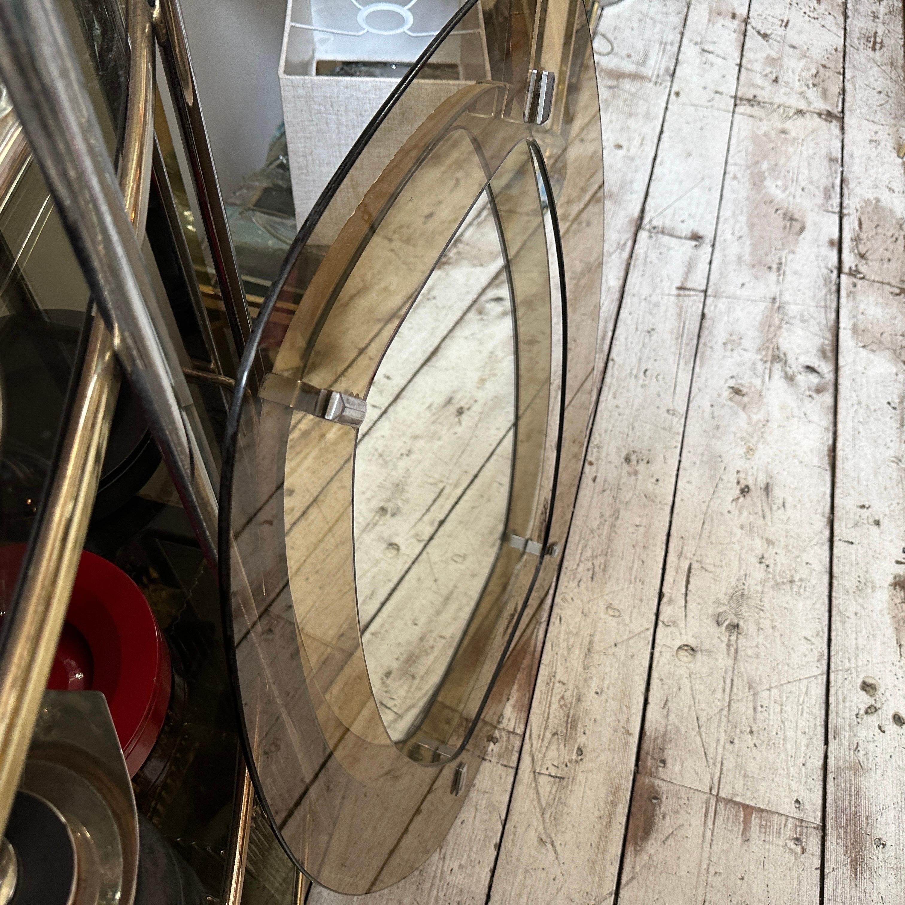 Miroir mural en verre fumé et ambré de l'ère spatiale des années 1970 par Veca en vente 4