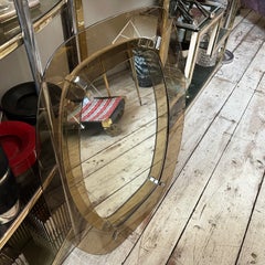 1970s Space Age Amber and Smoked Glass Wall Mirror by Veca