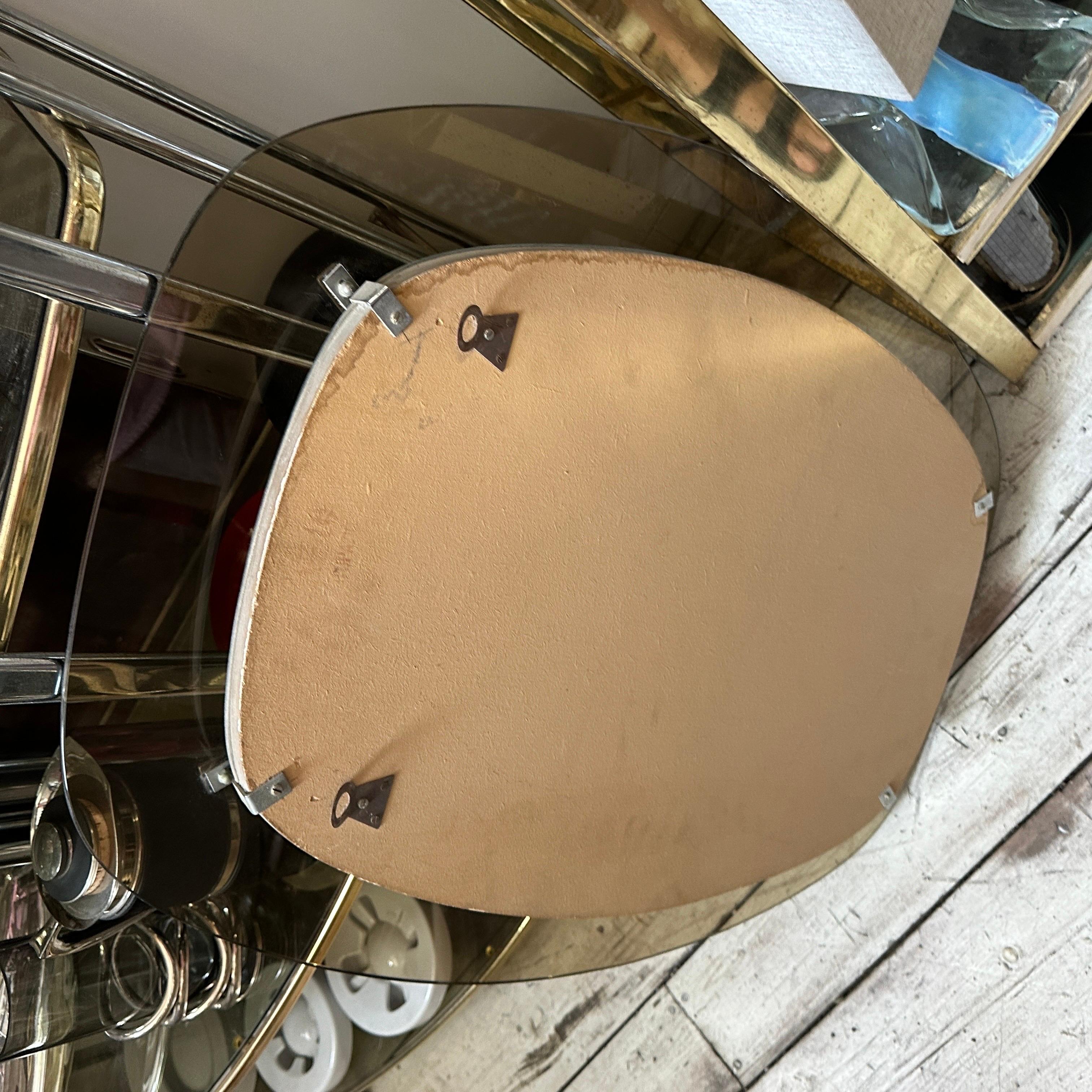 Miroir mural en verre fumé et ambré de l'ère spatiale des années 1970 par Veca Bon état - En vente à Aci Castello, IT