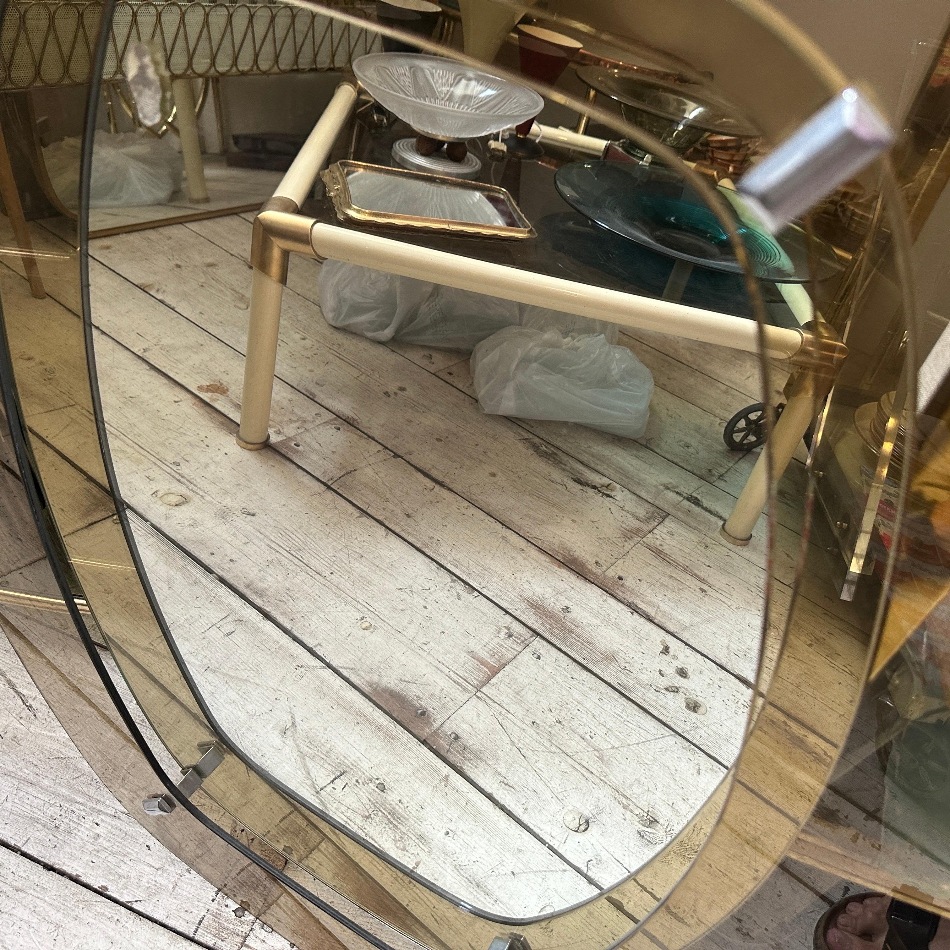 20ième siècle Miroir mural en verre fumé et ambré de l'ère spatiale des années 1970 par Veca en vente