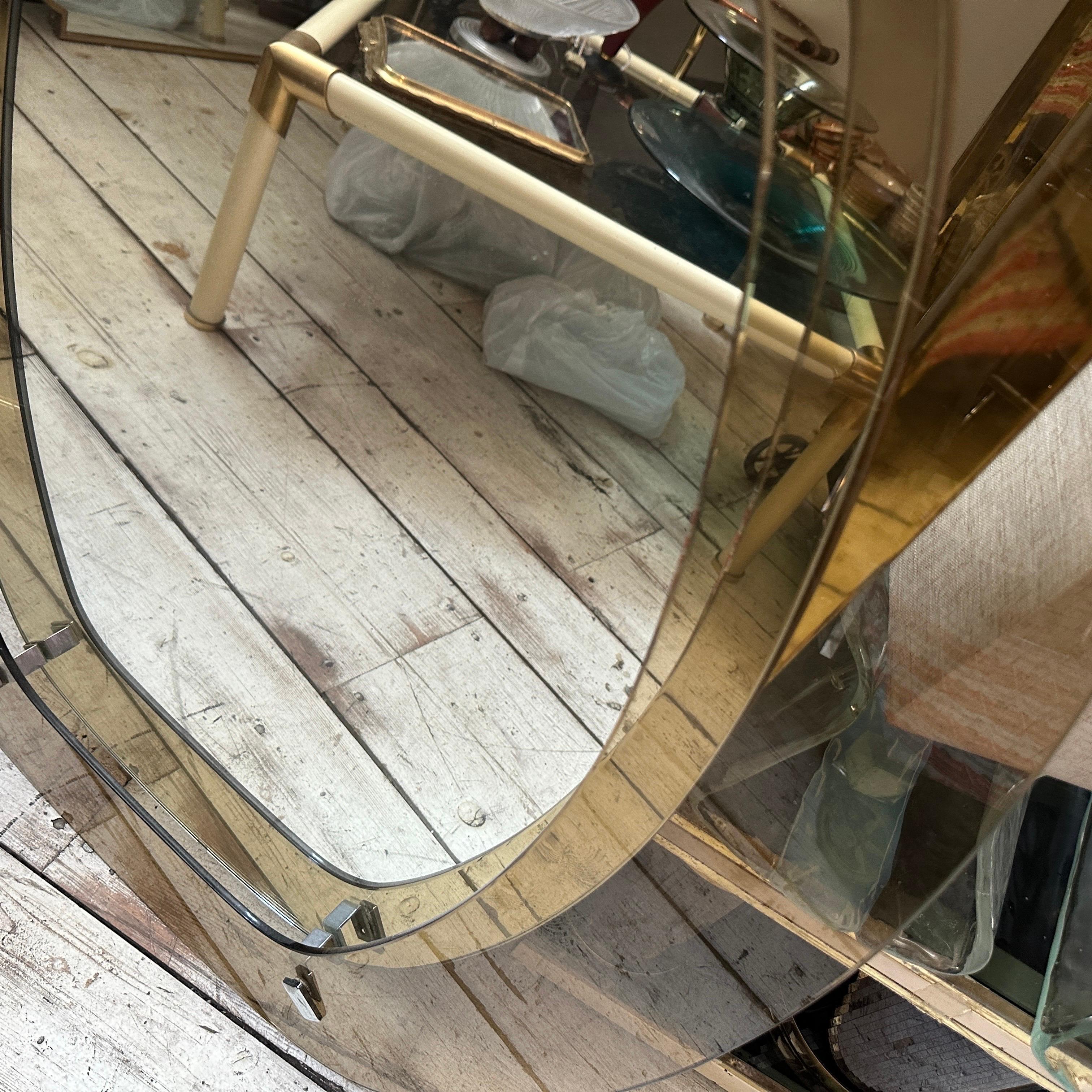 Métal Miroir mural en verre fumé et ambré de l'ère spatiale des années 1970 par Veca en vente