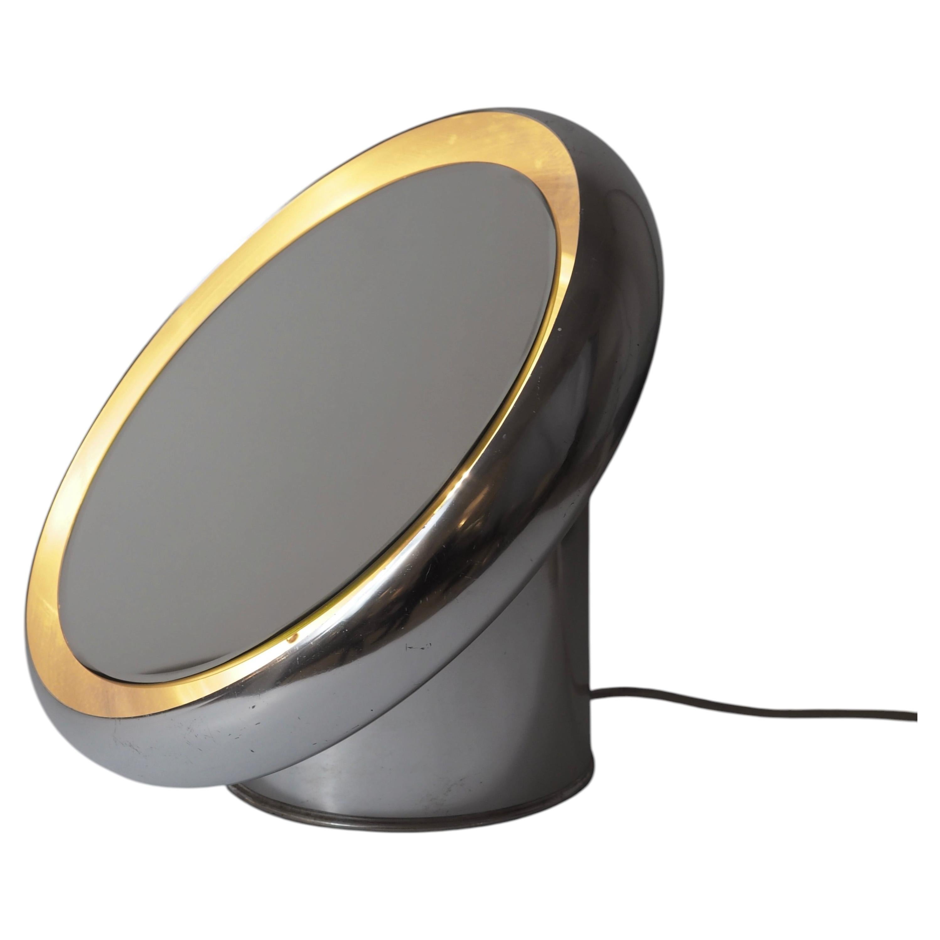 1970s Space Age Backlit Table Mirror & Lamp in the Manner of Gino Sarfatti For Sale