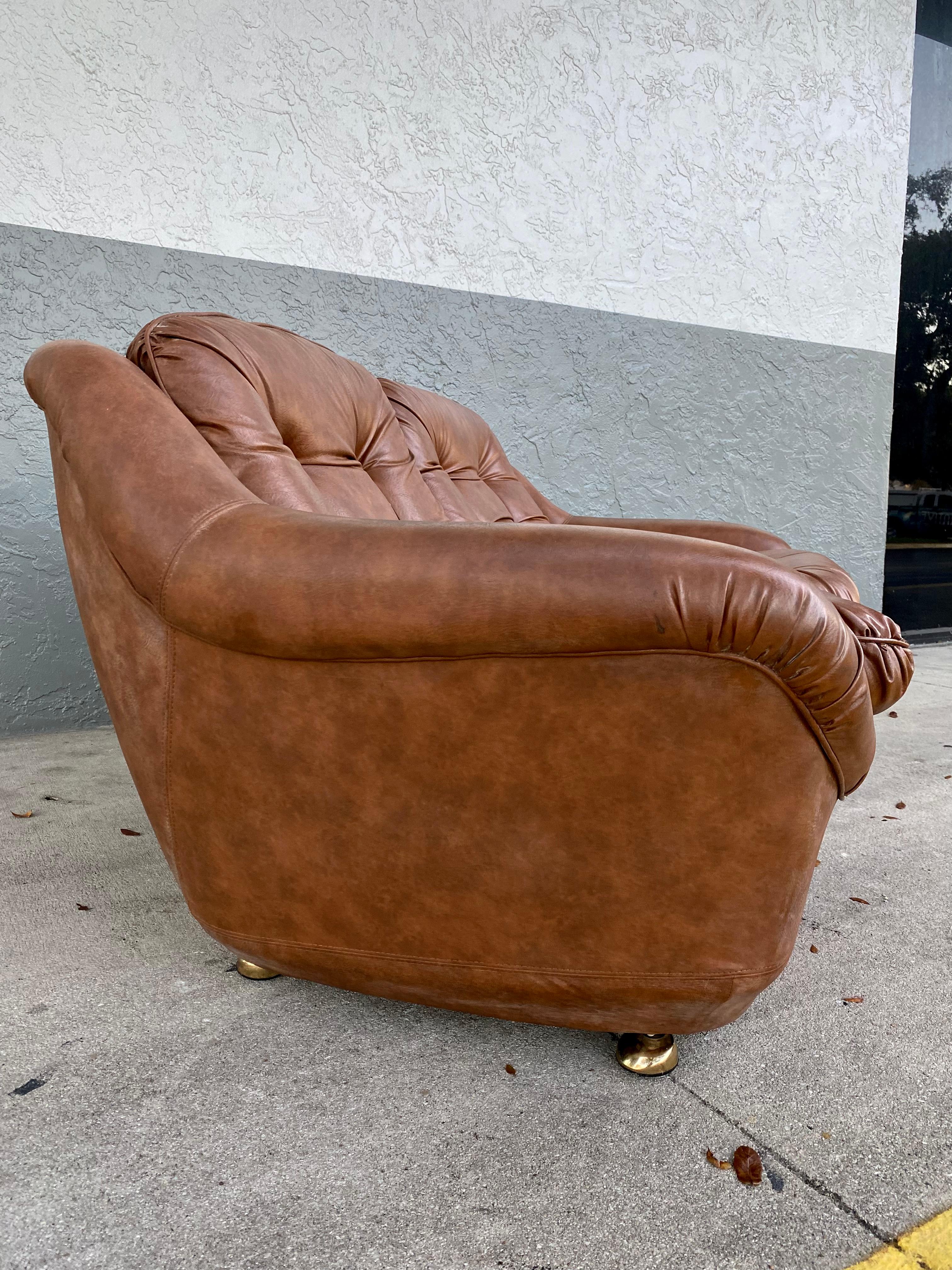 1970s Space Age Baseball Glove Curved Sofa Loveseat For Sale 1