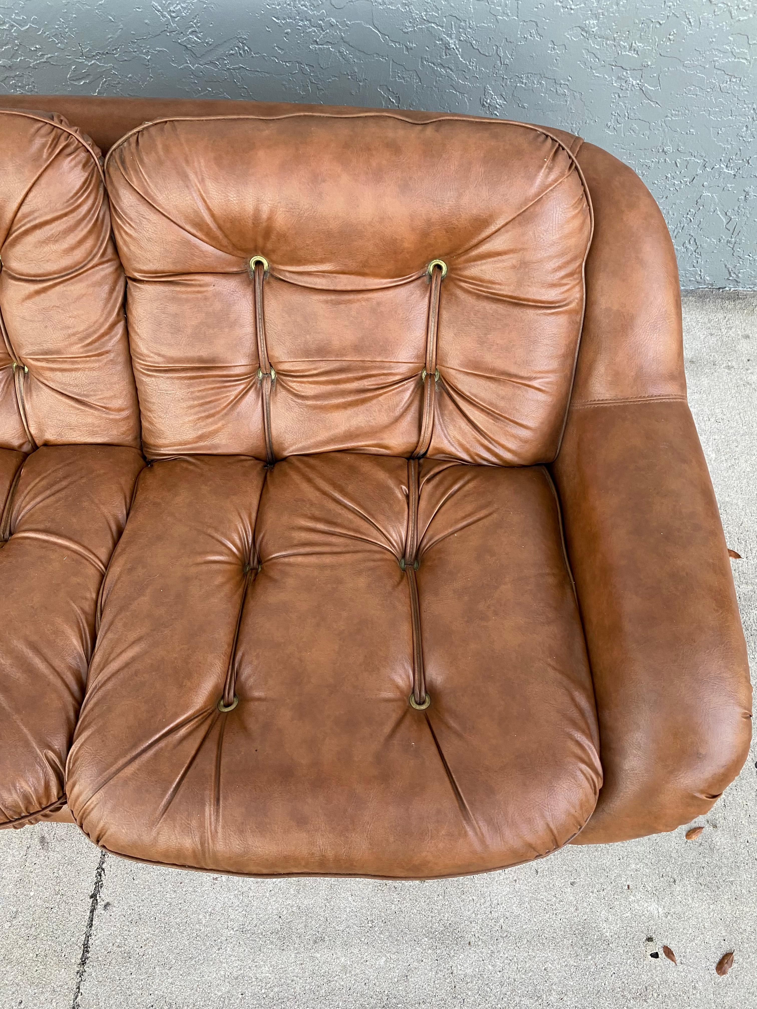 1970s Space Age Baseball Glove Curved Sofa Loveseat For Sale 3