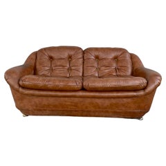 1970s Space Age Baseball Glove Curved Sofa Loveseat