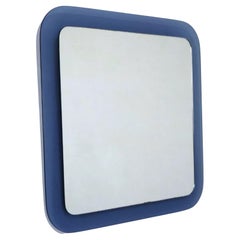 Quadratischer Wandspiegel aus blauem und klarem Glas von Lupi Cristal Luxor, Space Age, 1970er Jahre
