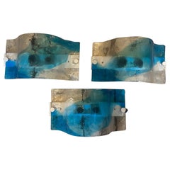 1970s Space Age Blue and Turquoise Murano Glass Wall Sconces by Mazzega