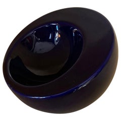 1970s Space Age Blue Ashtray in Ceramic by Gabbianelli, Made in Italy