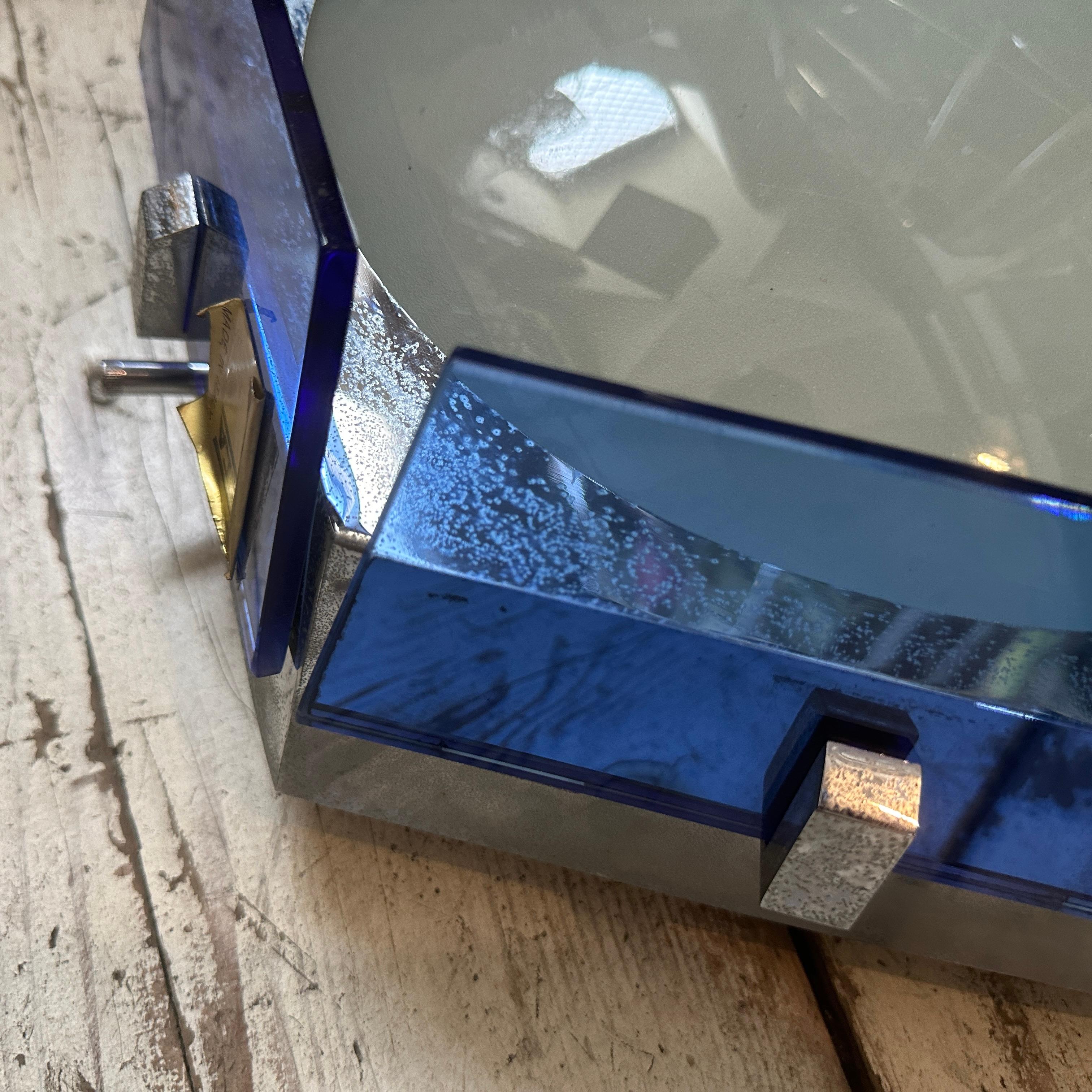 1970s Space Age Blue Glass Hexagonal Italian Ceiling Light by Veca 2