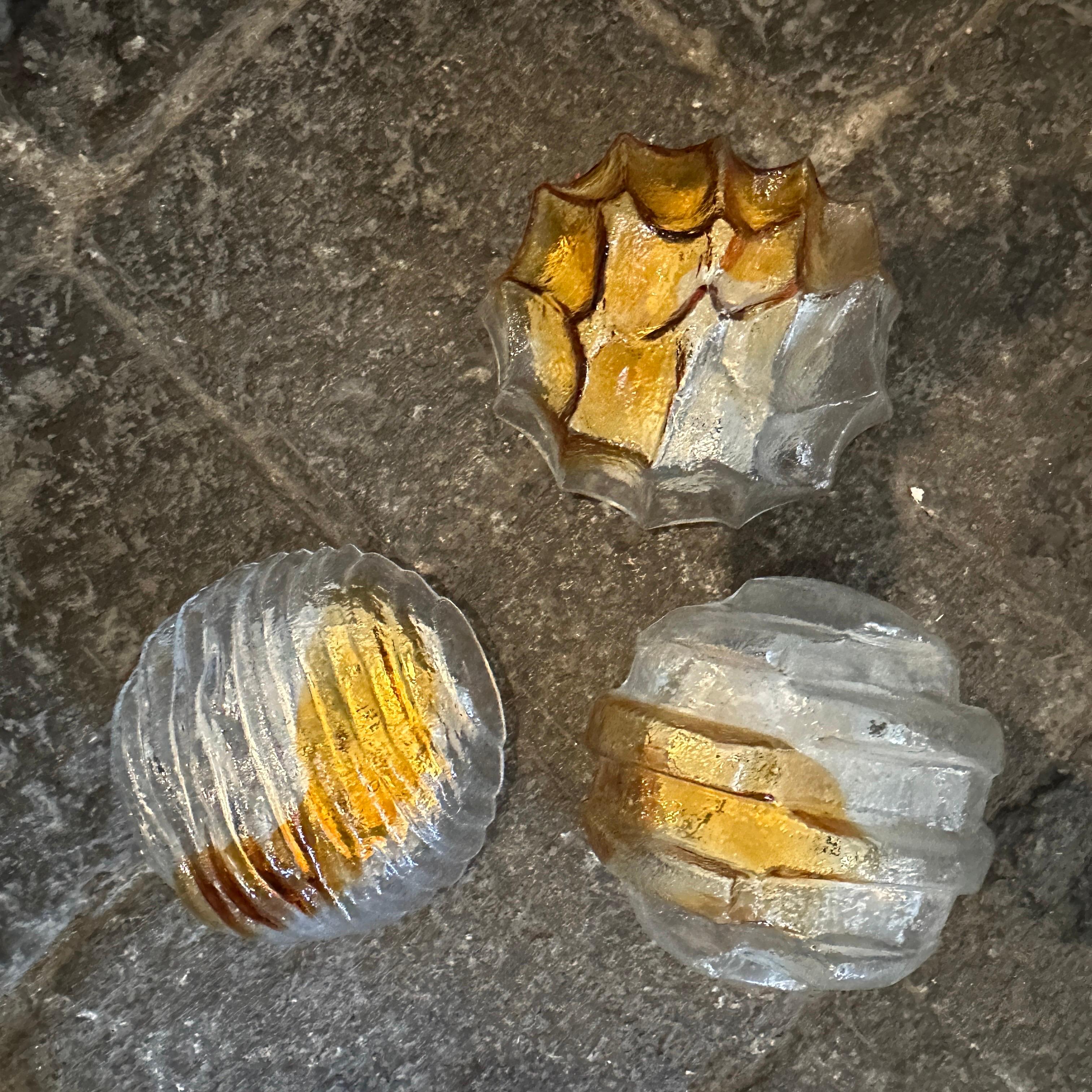 1970s Space Age Brown Yellow and Clear Murano Glass Wall Sconces by Mazzega 5