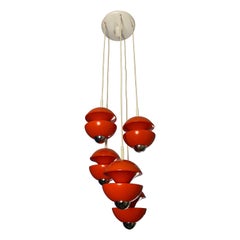 1970s Space Age Cascade Chandelier Pendant in Orange by Kaiser Leuchten Germany