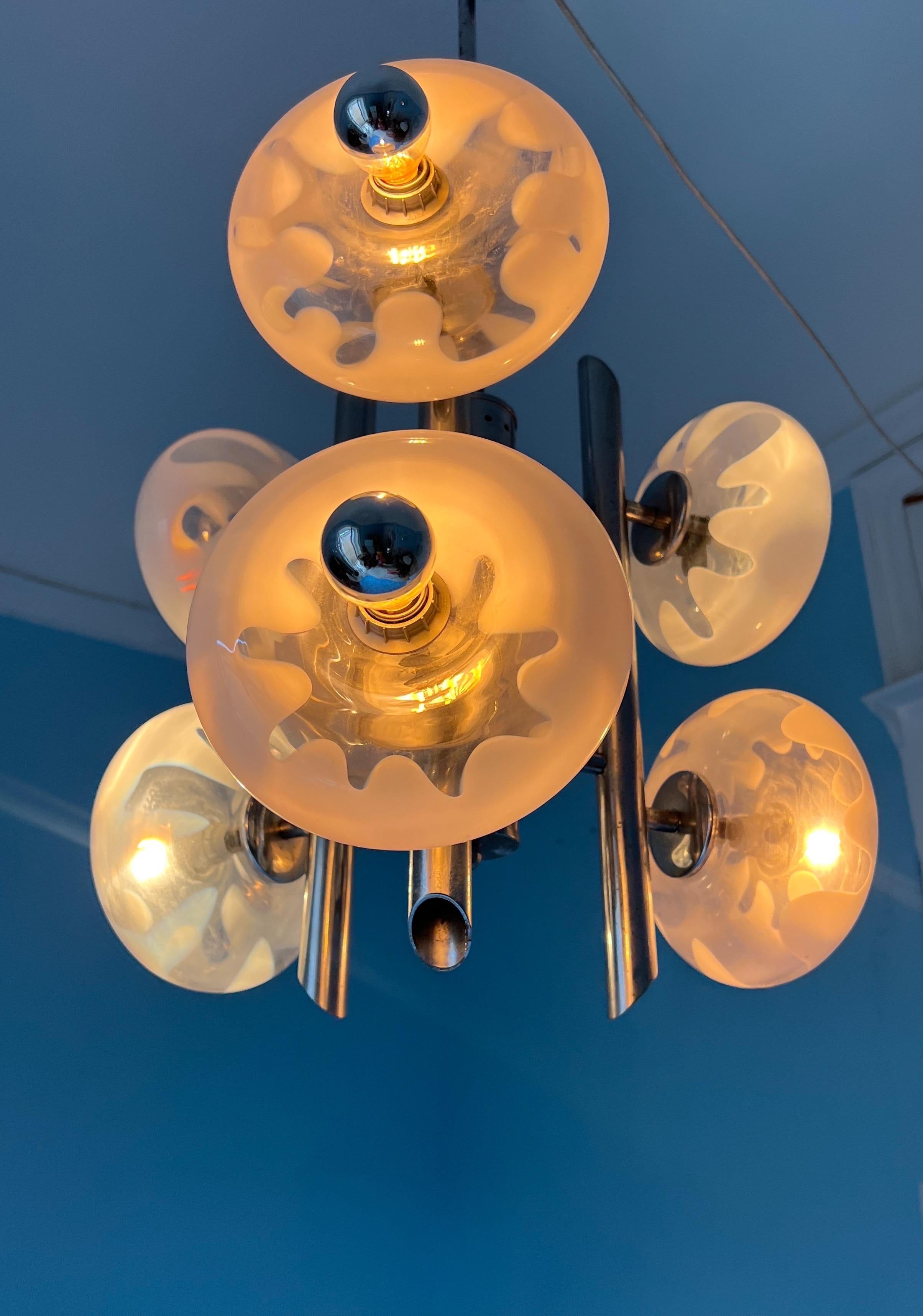 Lustre de l'ère spatiale des années 1970 par Carlo Nason, Murano en vente 10
