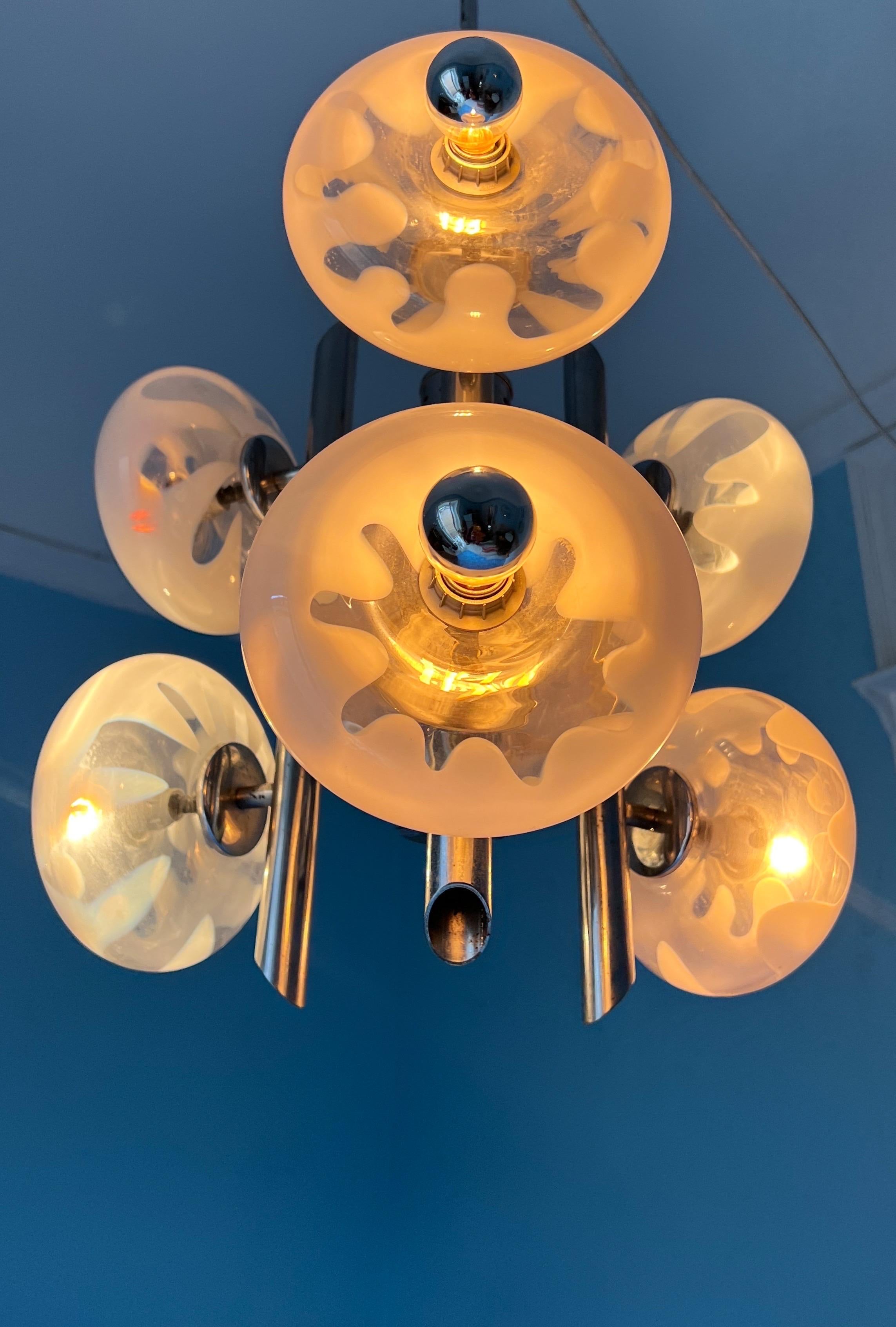 Lustre de l'ère spatiale des années 1970 par Carlo Nason, Murano État moyen - En vente à Palermo, PA